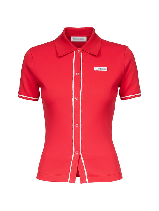light ribbed jersey polo T-shirt in organic cotton