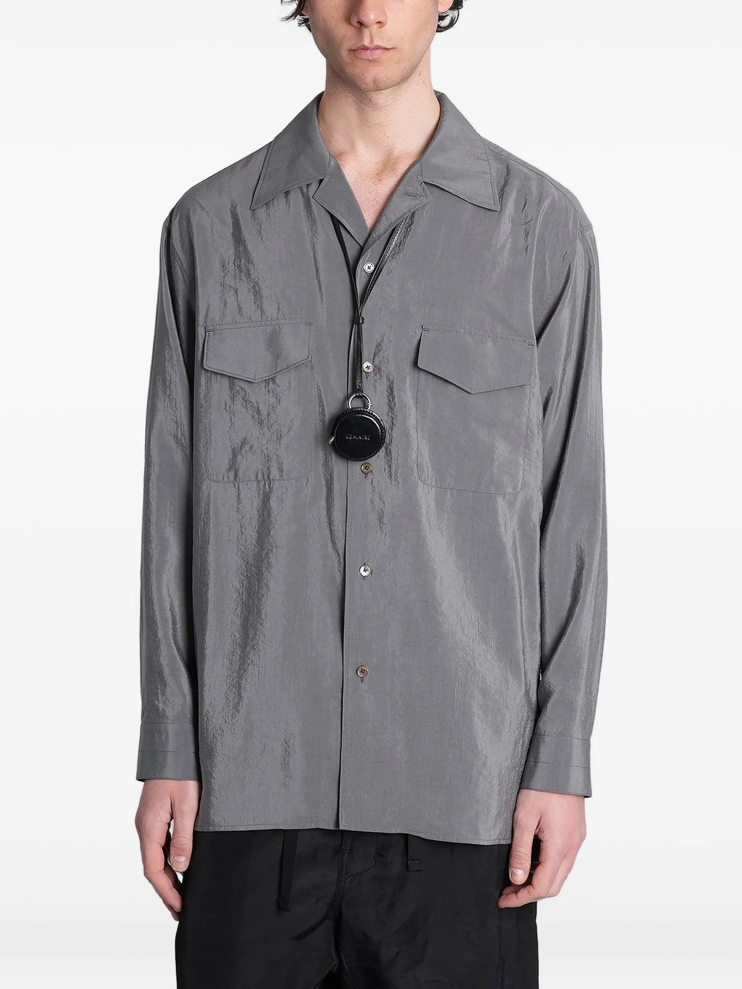 convertible collar shirt in dry silk