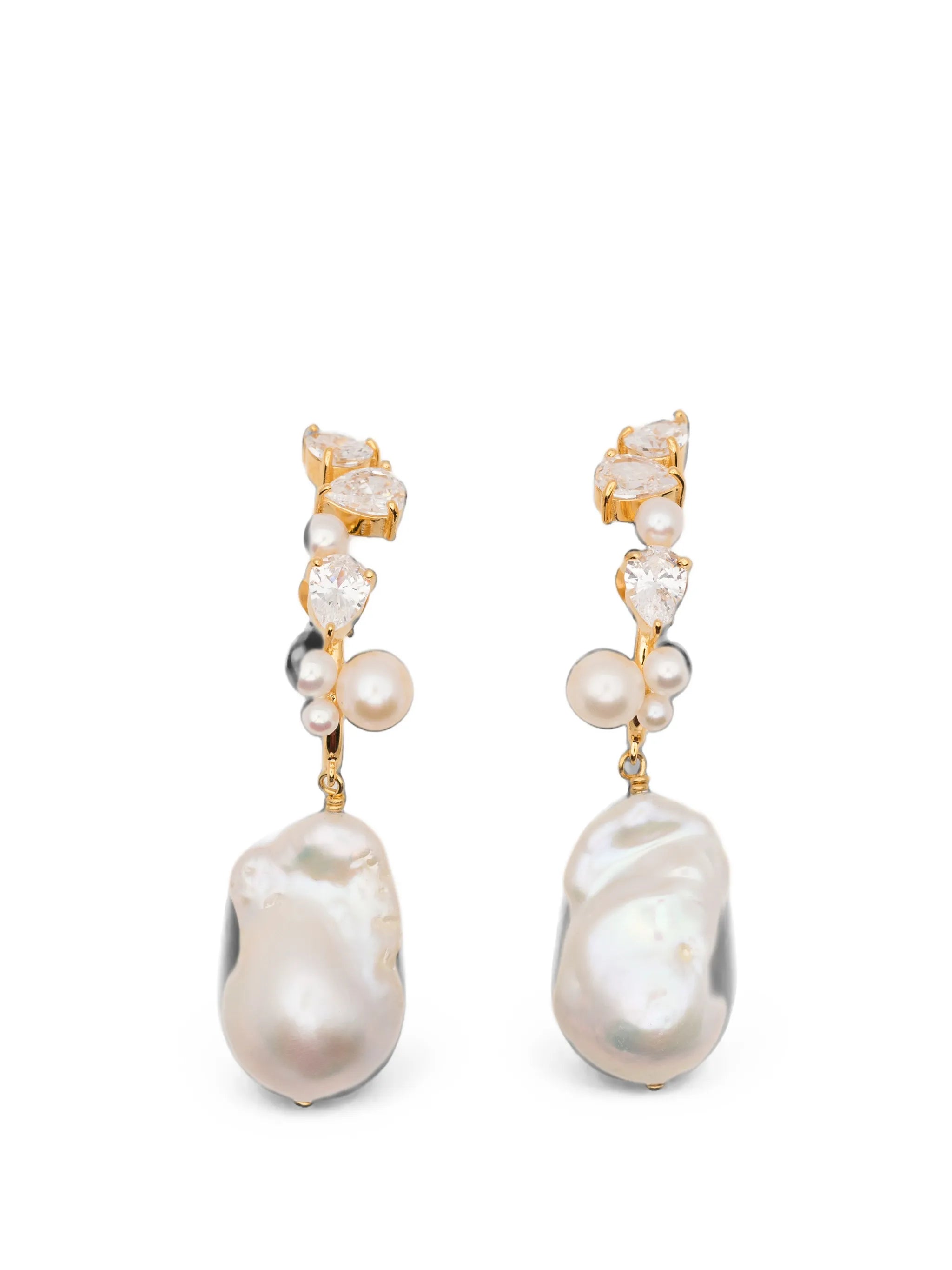 topaz and pearl climber earrings