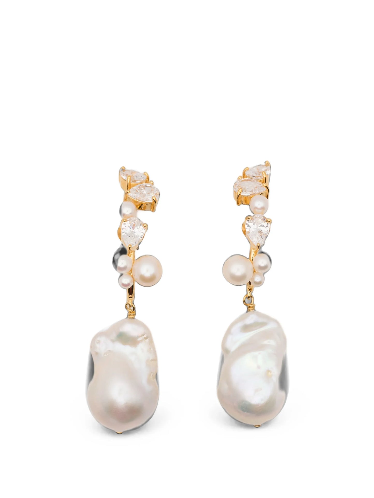 topaz and pearl climber earrings