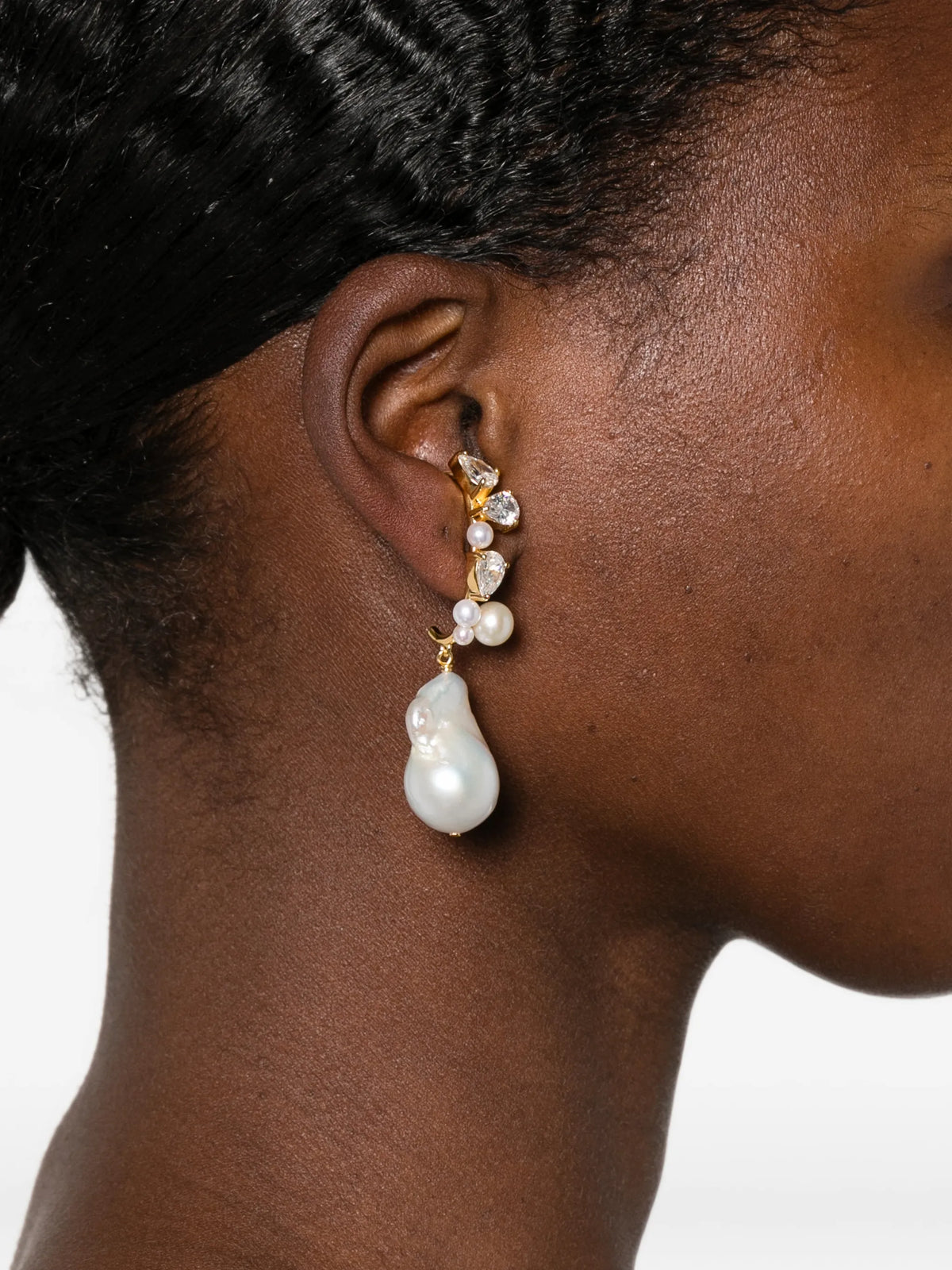 topaz and pearl climber earrings