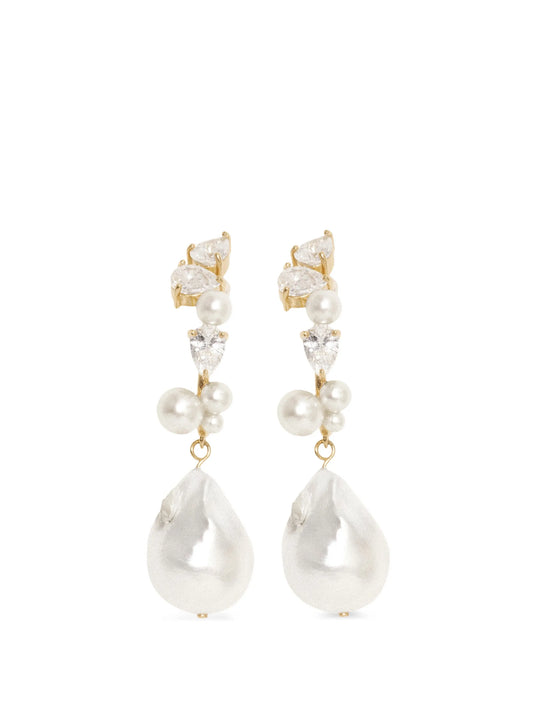 topaz and pearl climber earrings