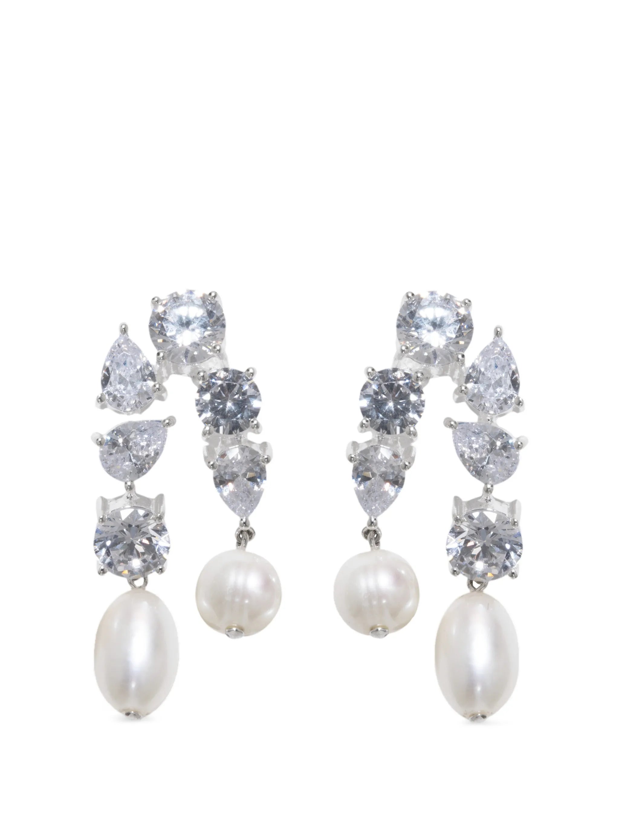 Cascading pearl and zirconia drop earrings