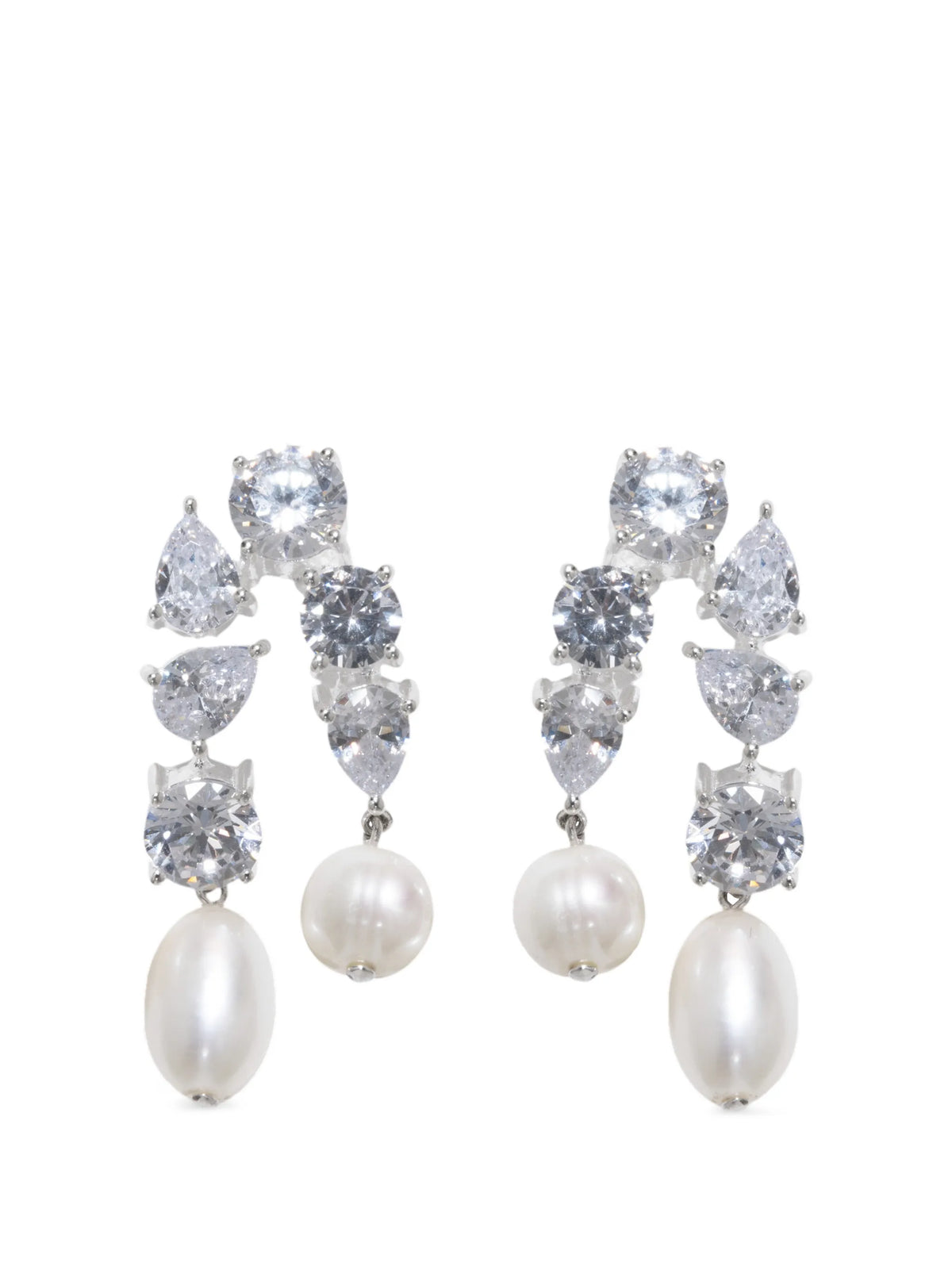 Cascading pearl and zirconia drop earrings