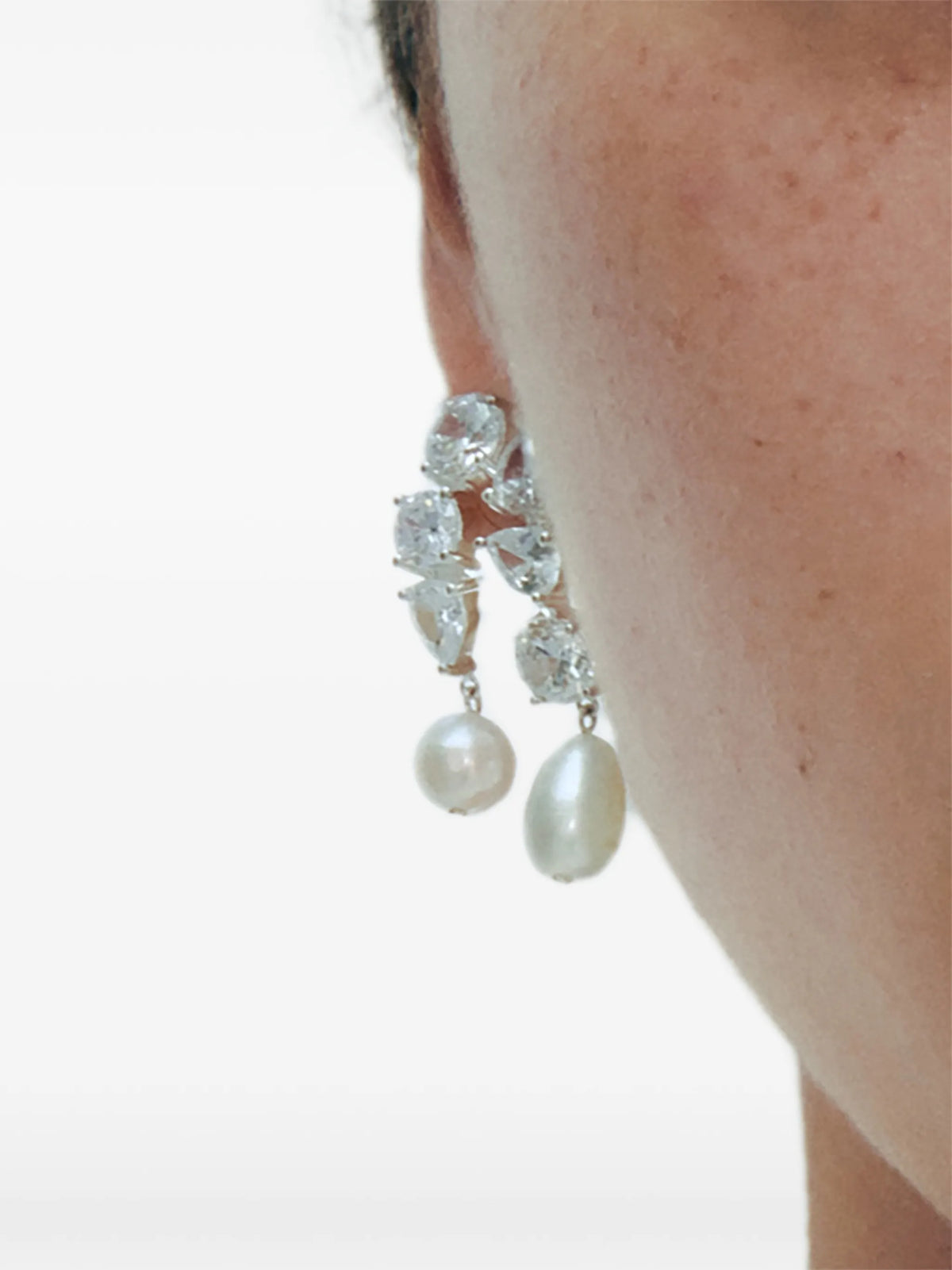 Cascading pearl and zirconia drop earrings