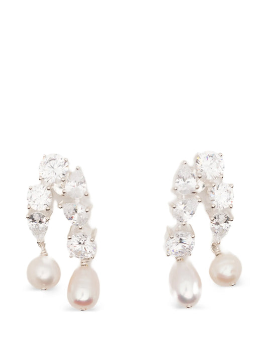 Cascading pearl and zirconia drop earrings