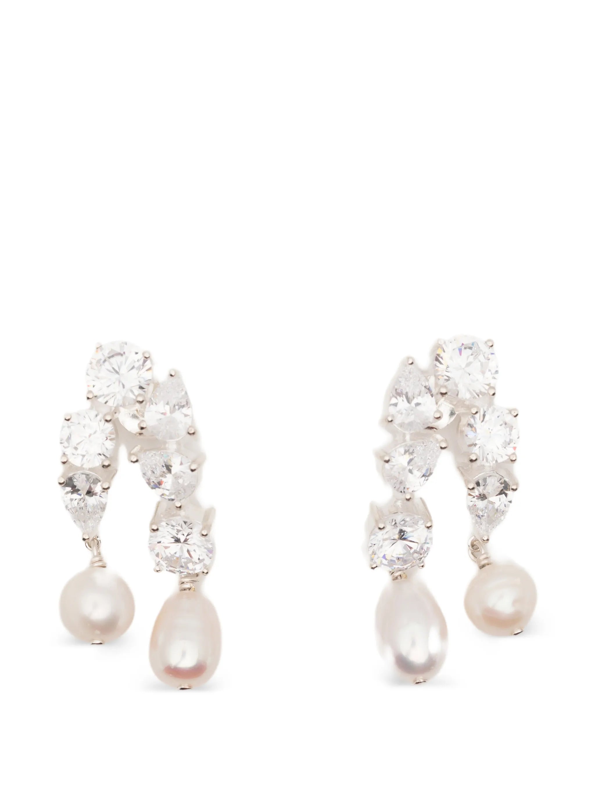 Cascading pearl and zirconia drop earrings