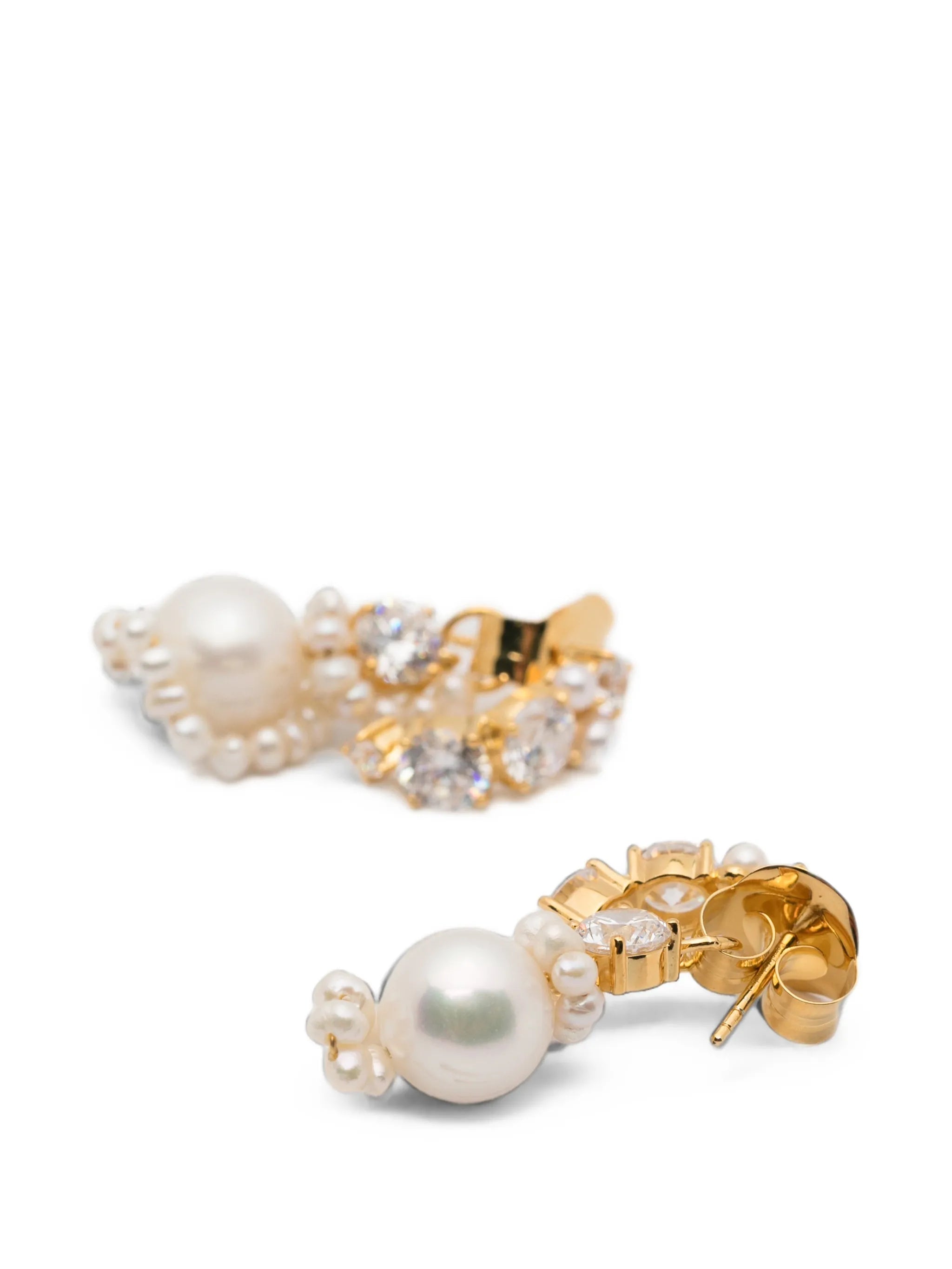 pearl and zirconia swirl earrings