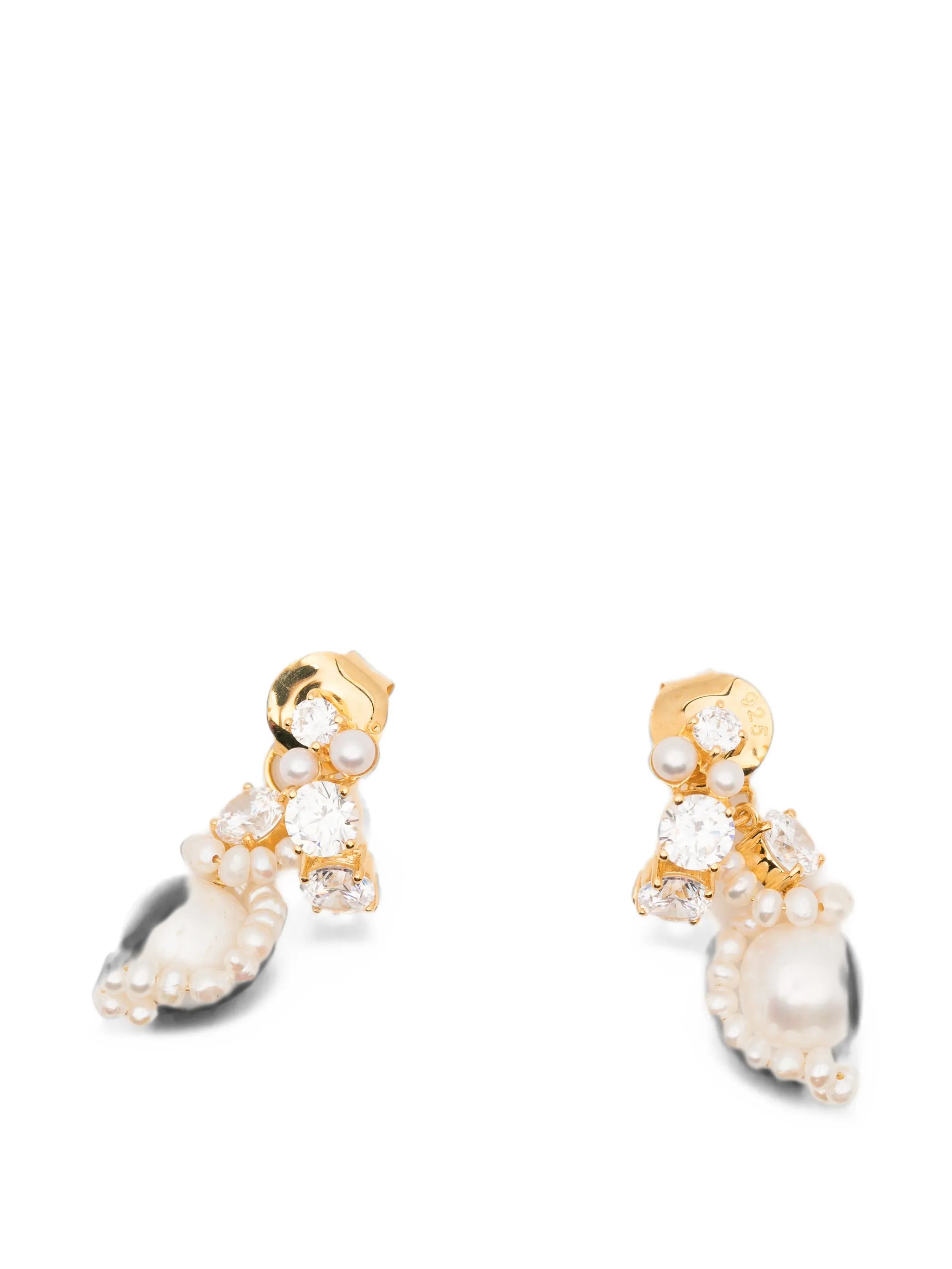pearl and zirconia swirl earrings