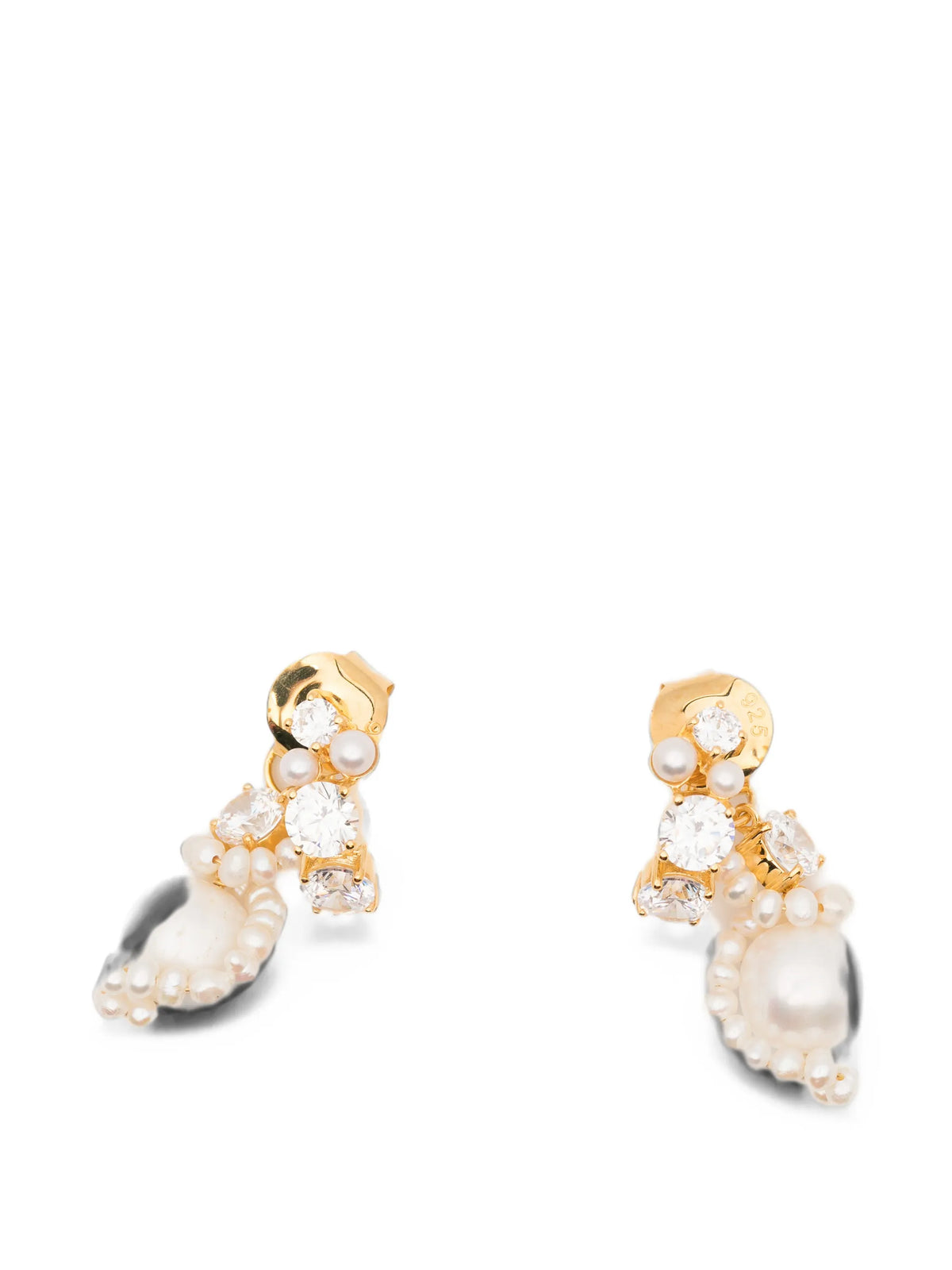 pearl and zirconia swirl earrings