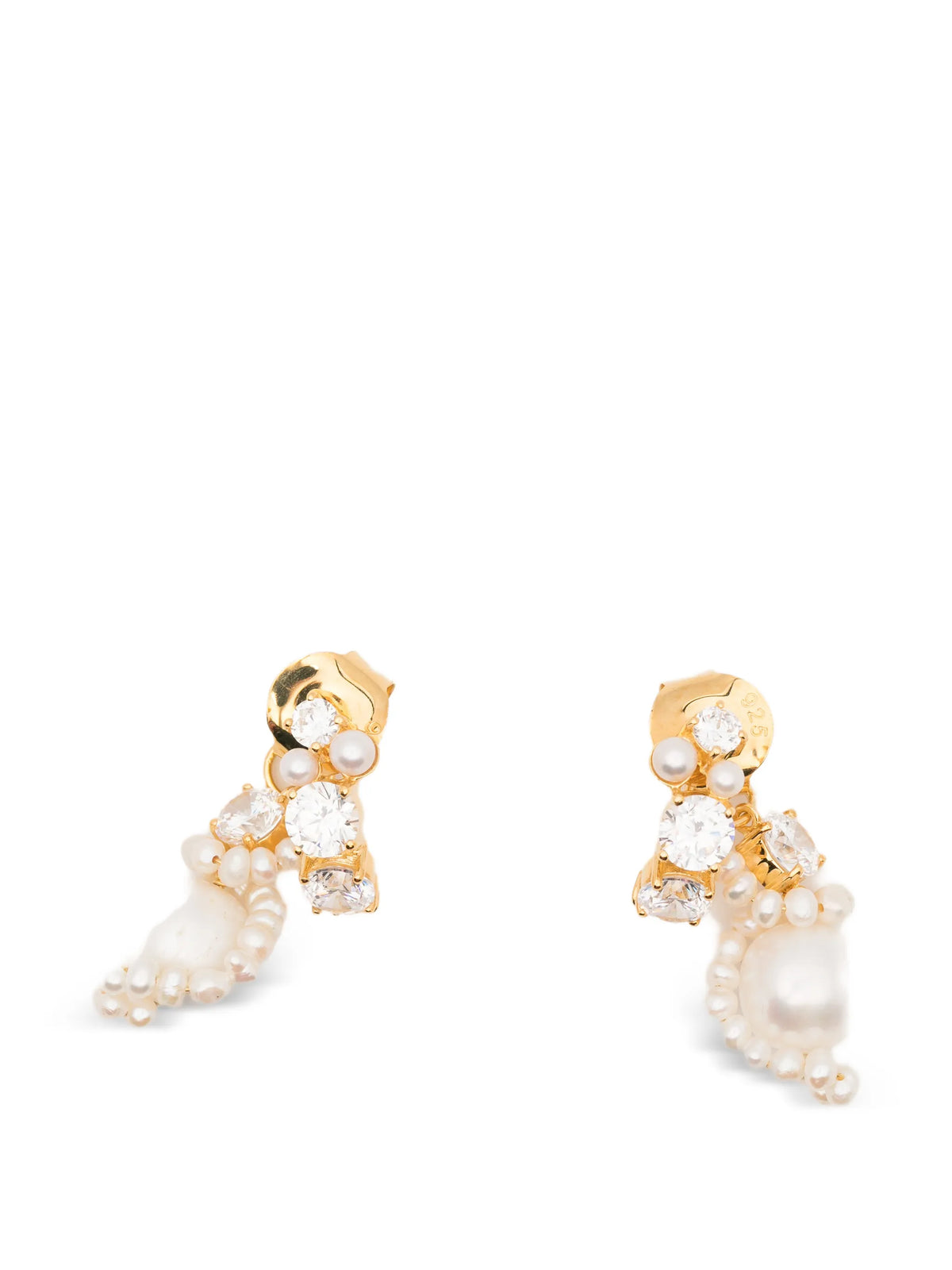 Outcrop pearl and zirconia swirl earrings