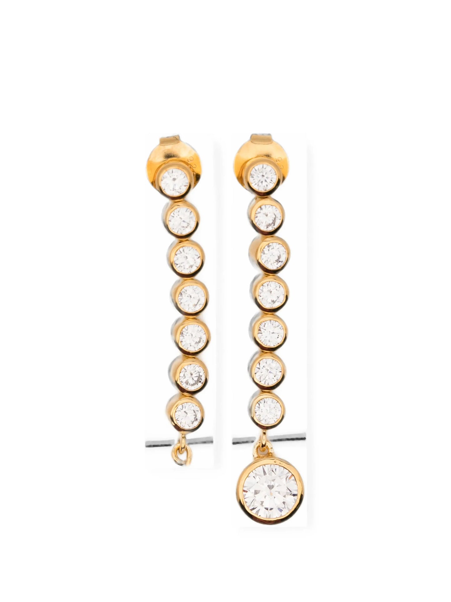zirconia and pearl asymmetric drop earrings