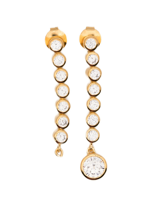 zirconia and pearl asymmetric drop earrings