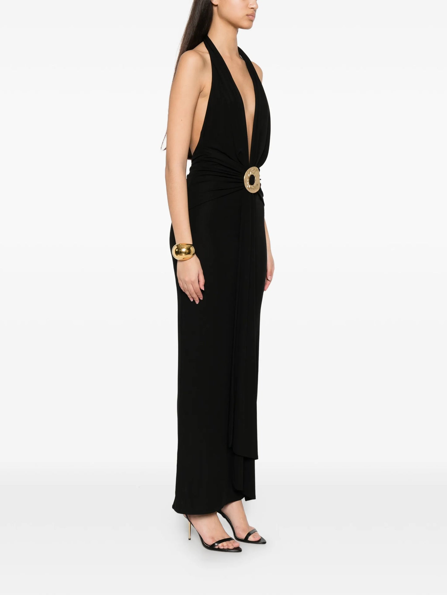 hammered-ring halterneck dress