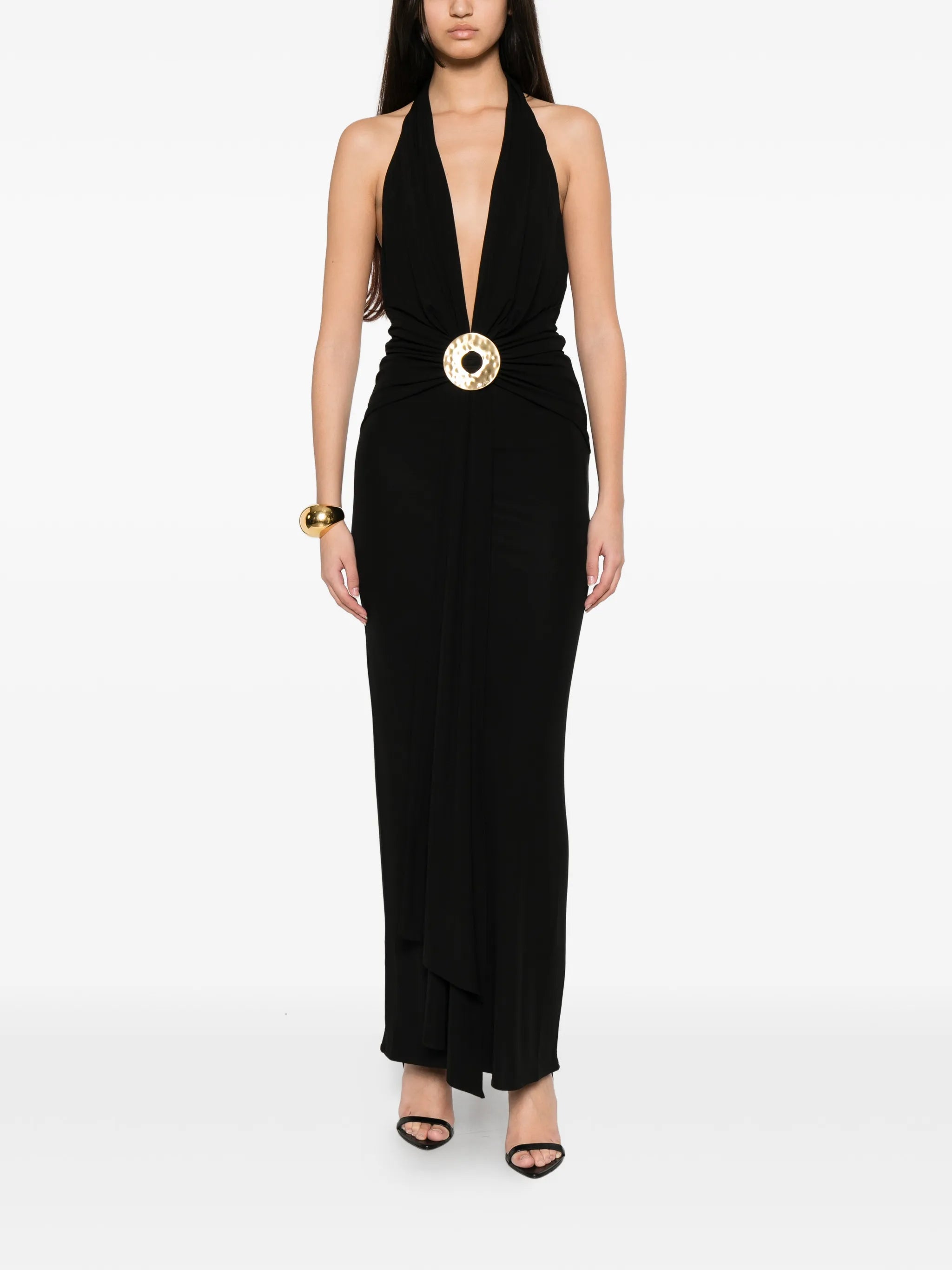 hammered-ring halterneck dress