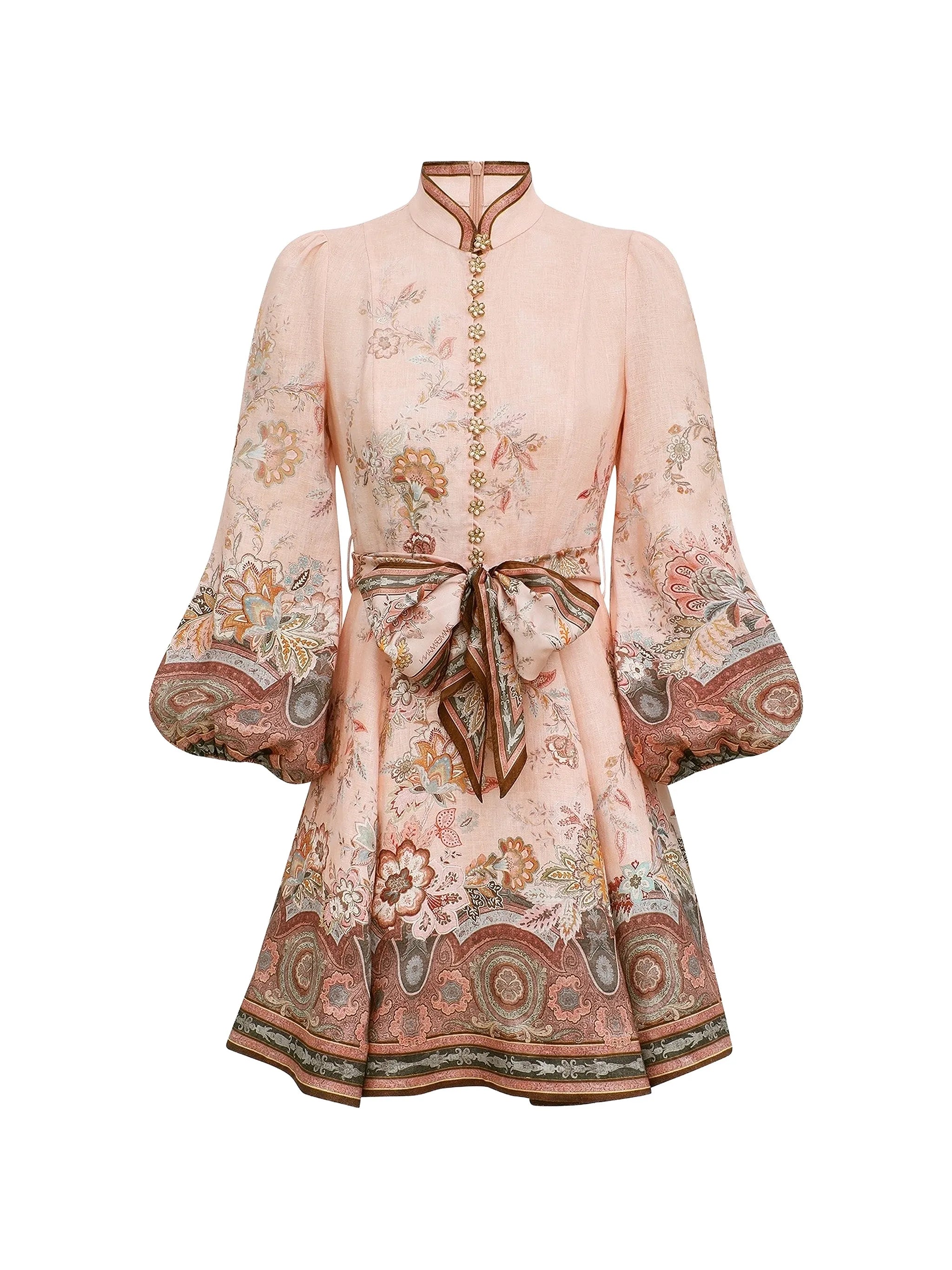 floral-print puff-sleeve dress