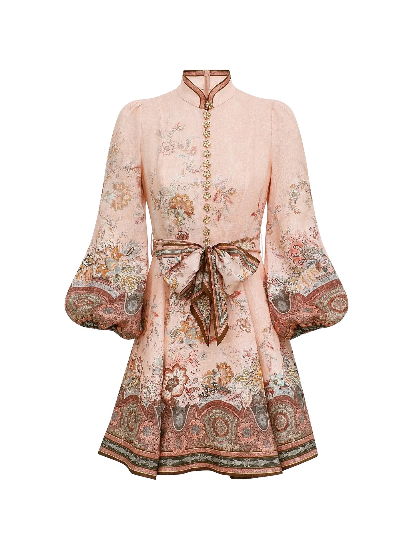 floral-print puff-sleeve dress