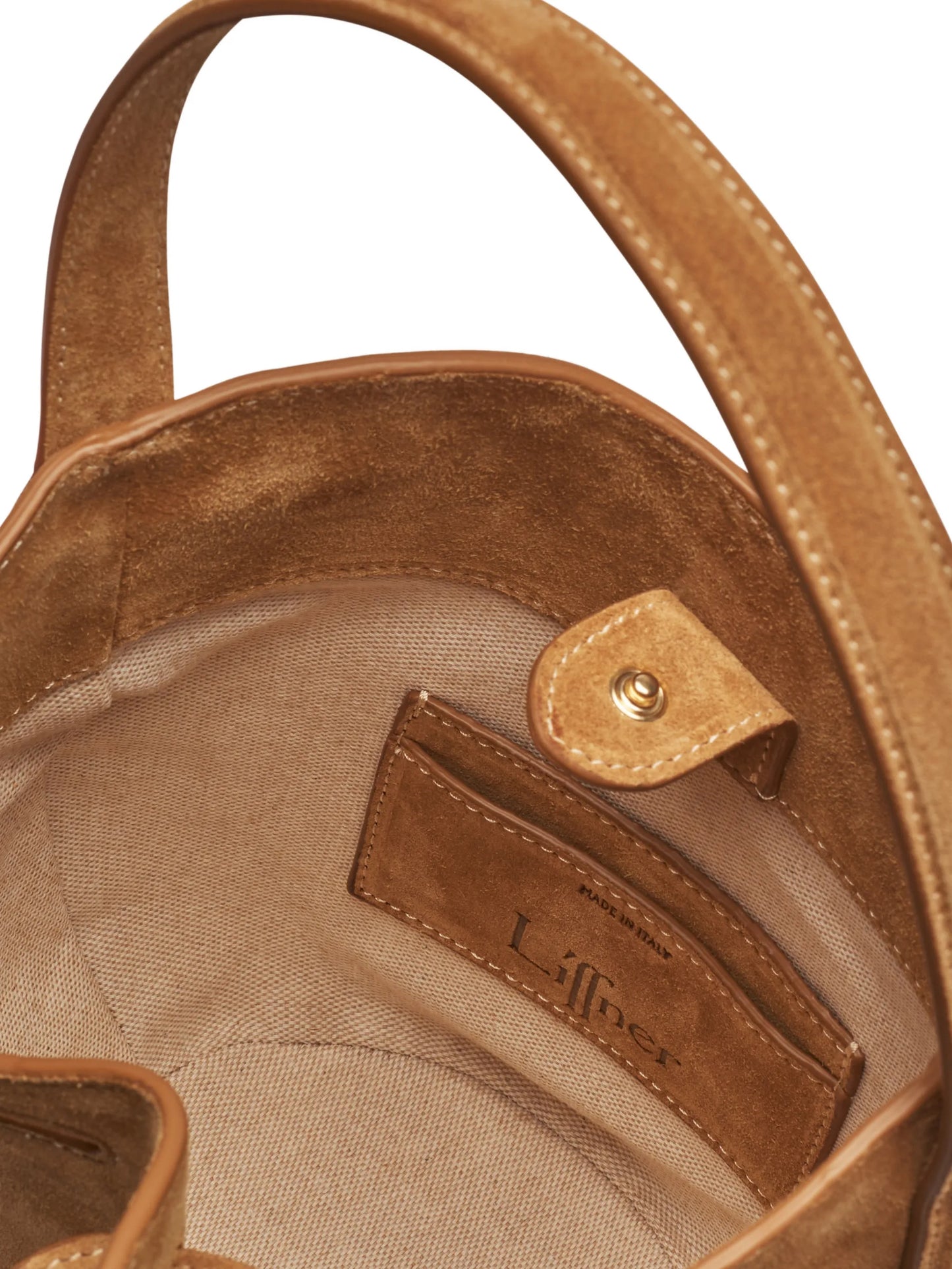 belted suede bucket bag