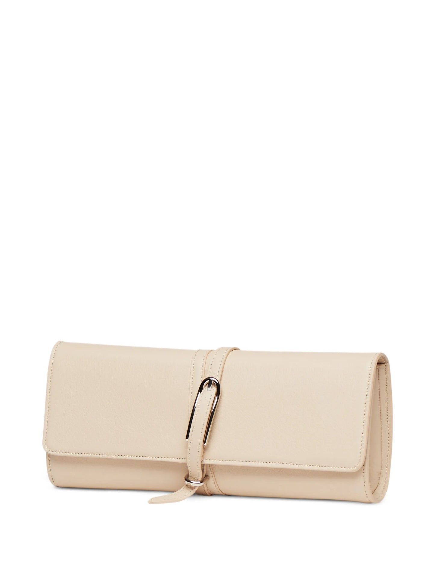 belted leather clutch bag