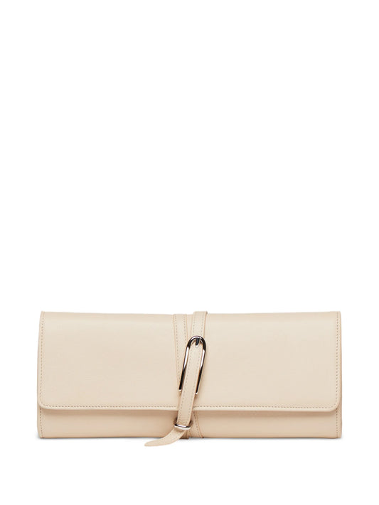 belted clutch cream