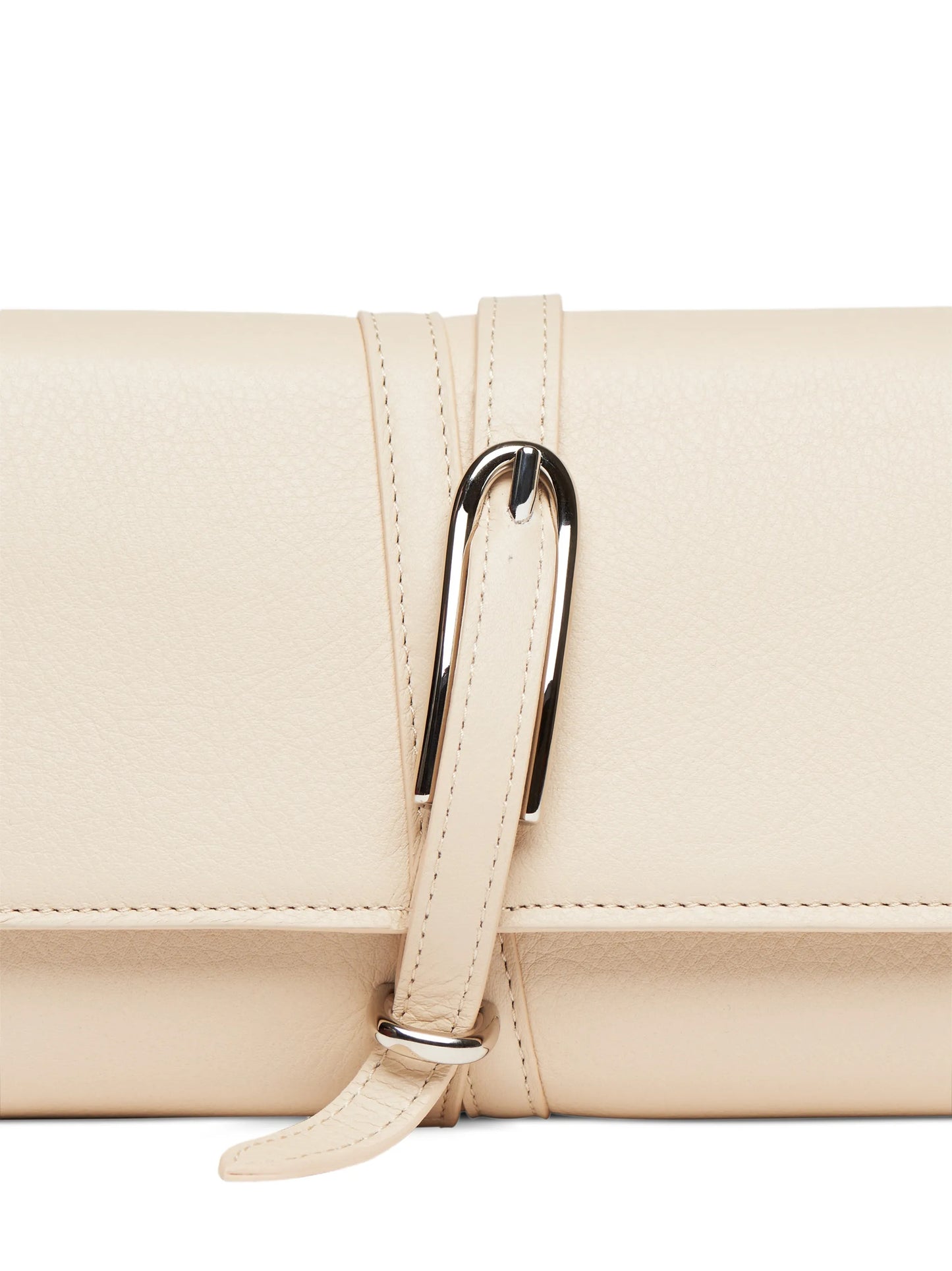 belted leather clutch bag