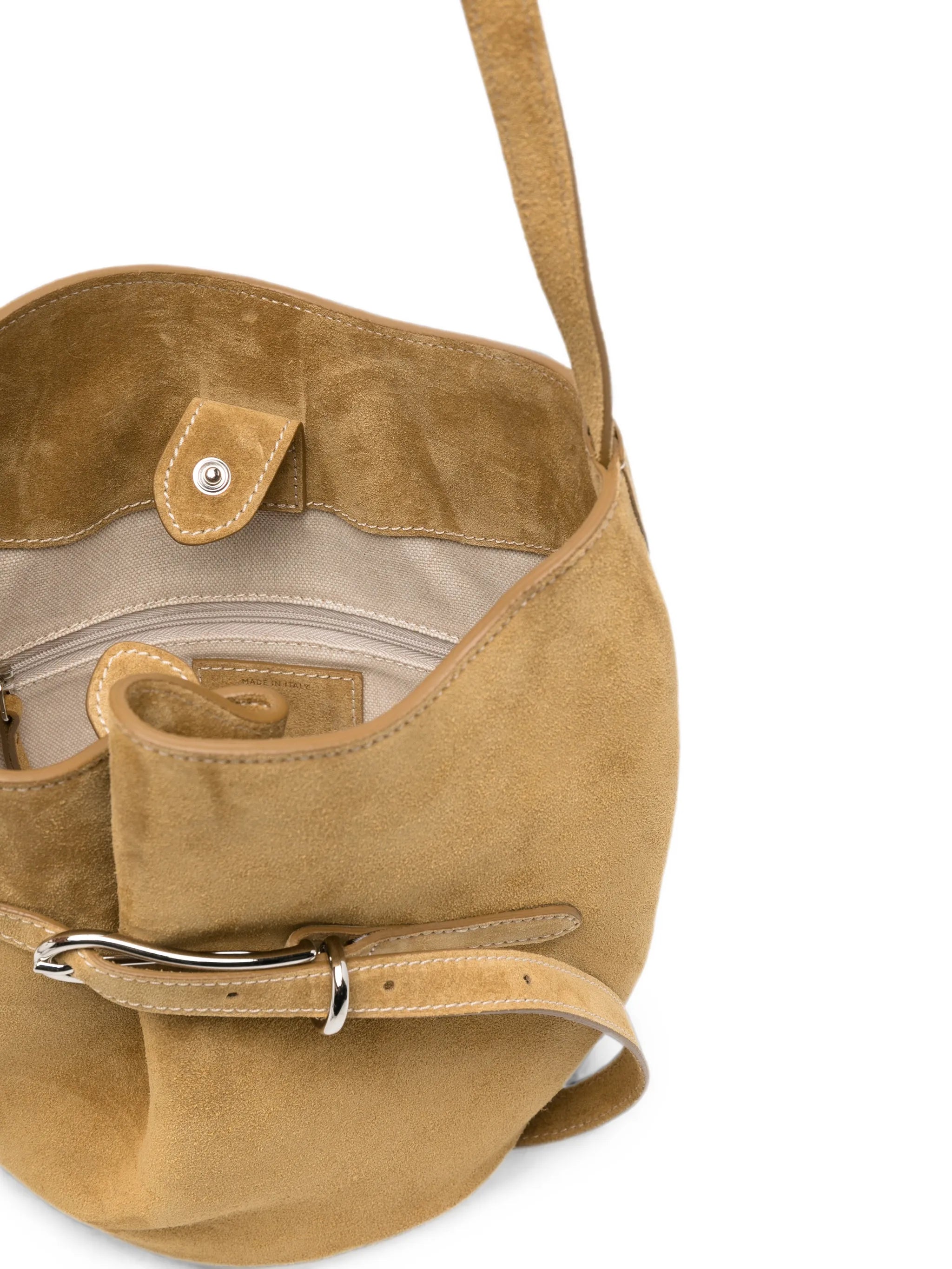 belted bucket bag