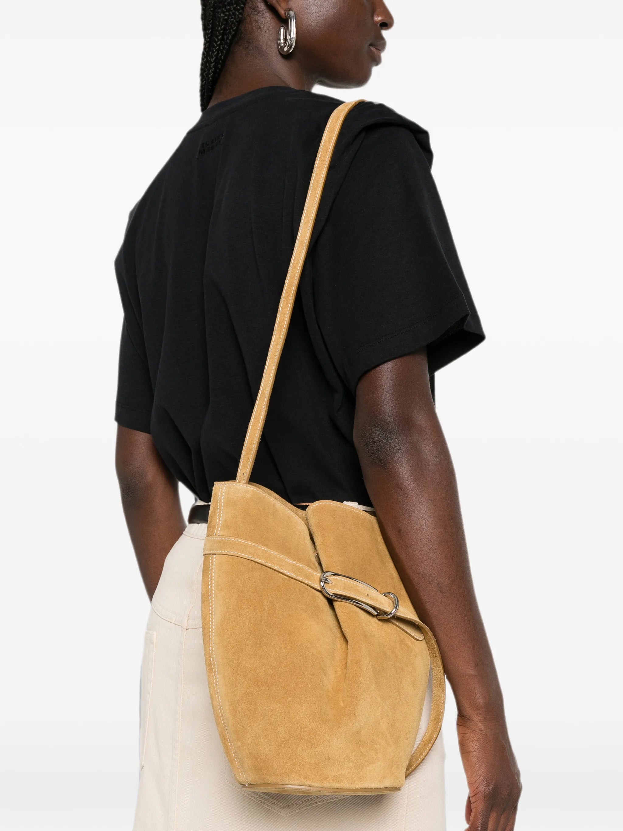 belted bucket bag