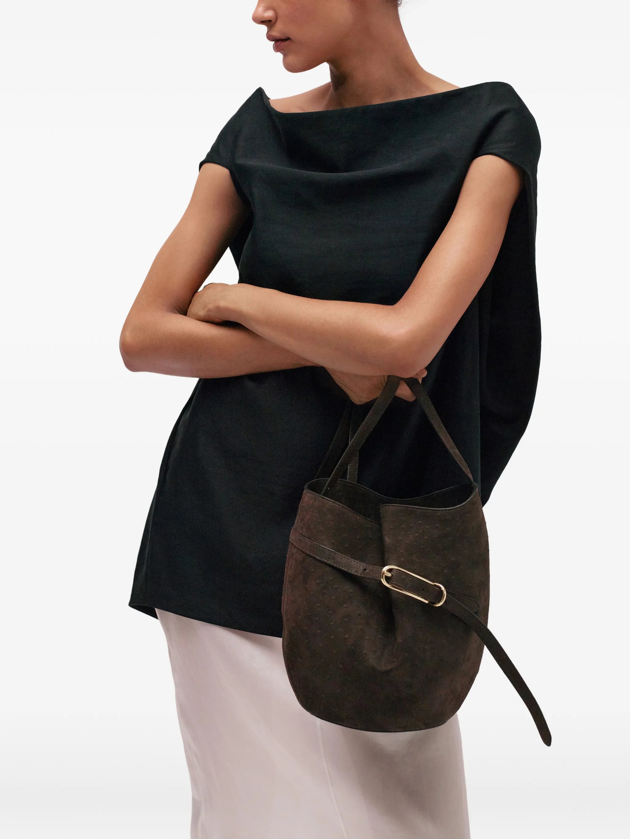 belted bucket bag