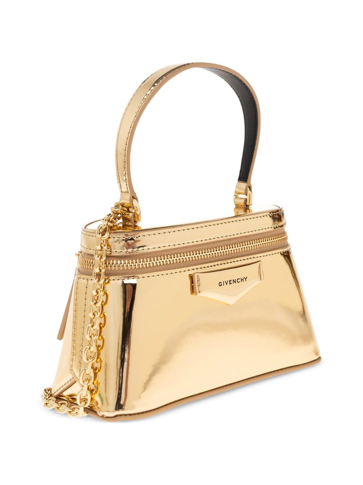Antigona vanity bag in mirror effect leather with chain