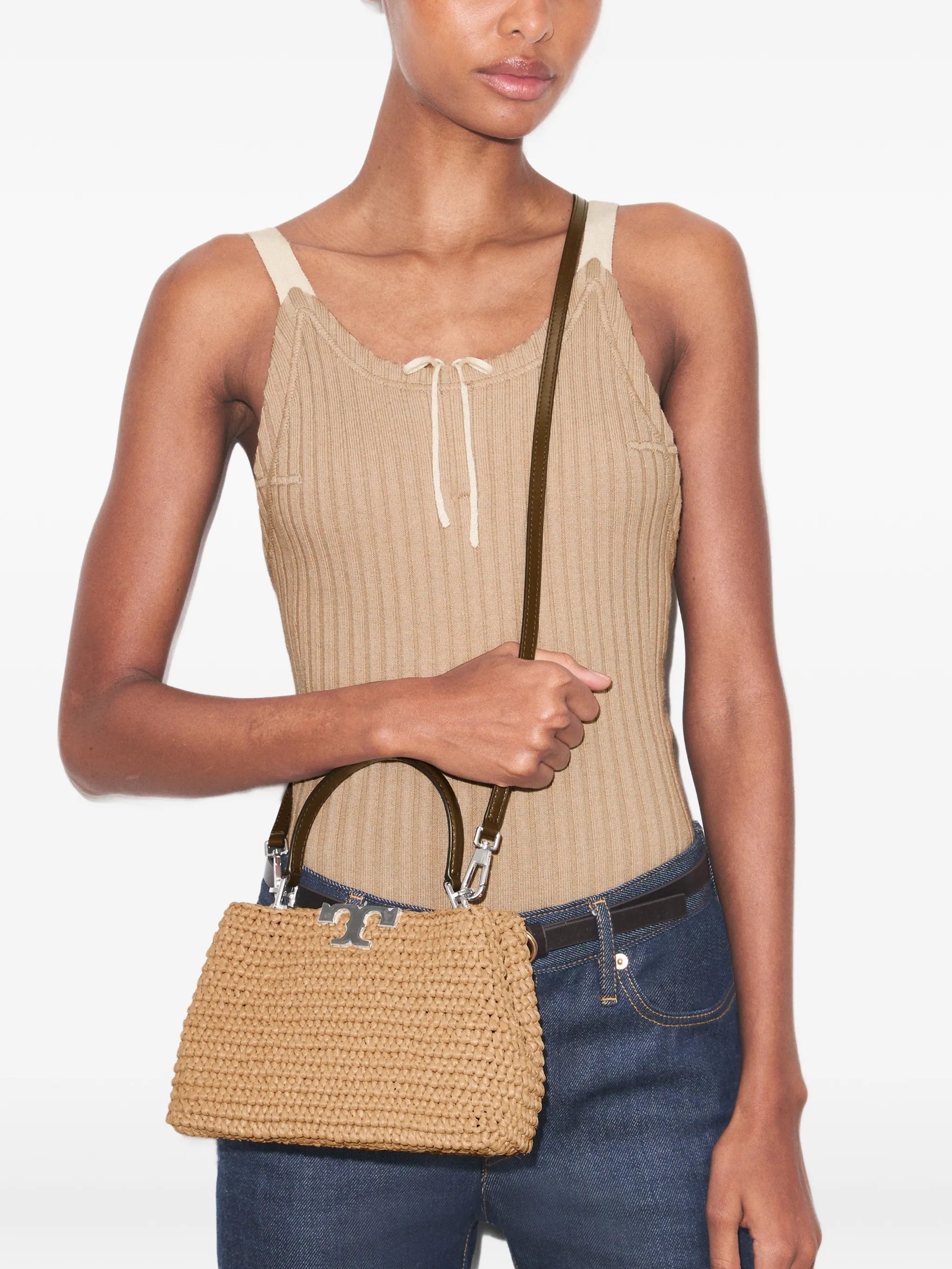 mini Eleanor raffia satchel