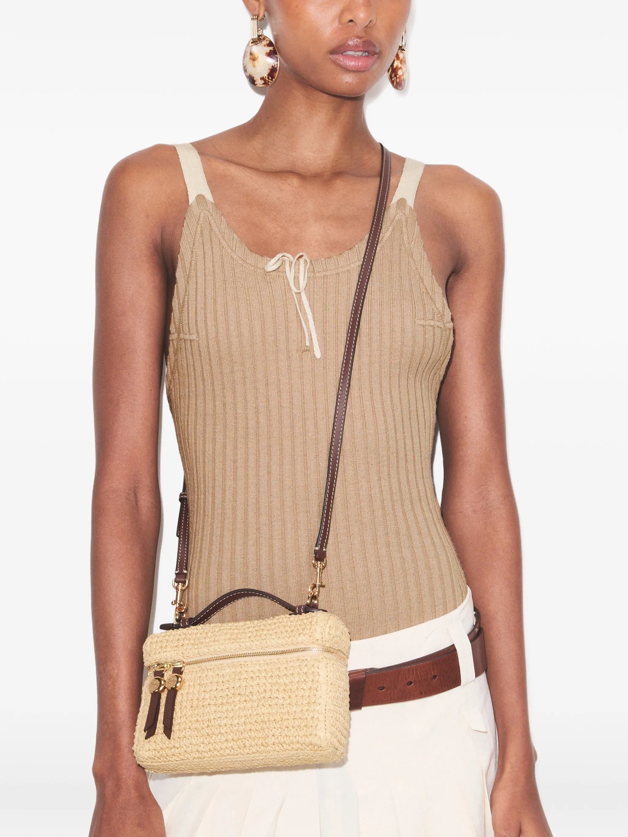 slim Romy woven top handle bag