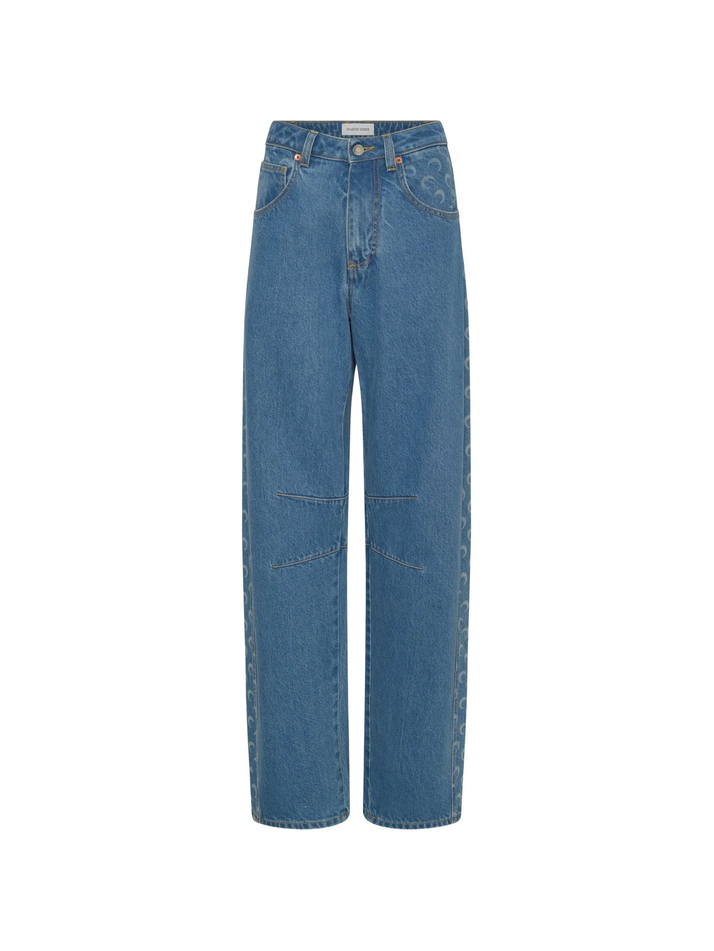 Moon-print barrel jeans