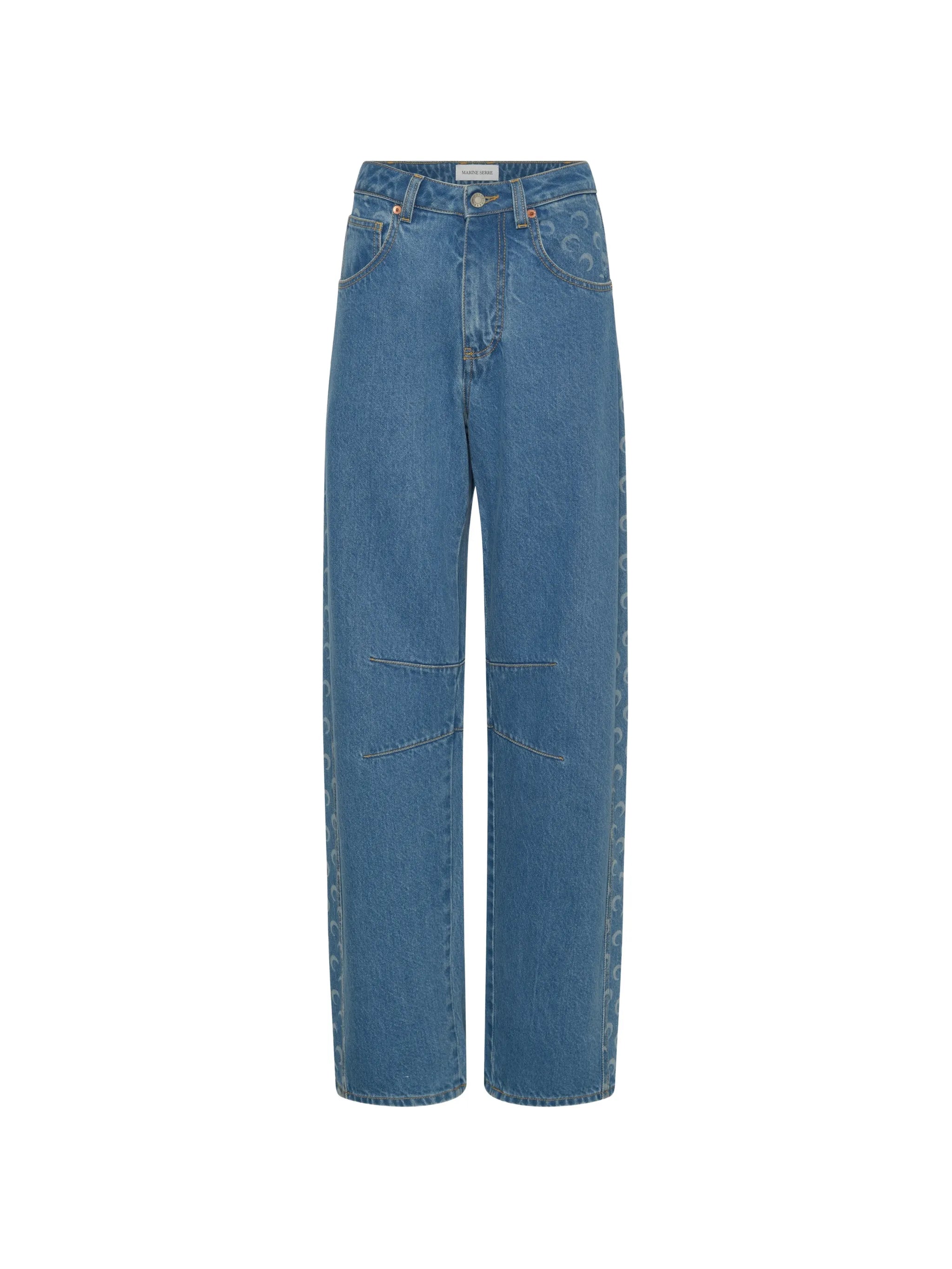 Moon laser denim curved jeans