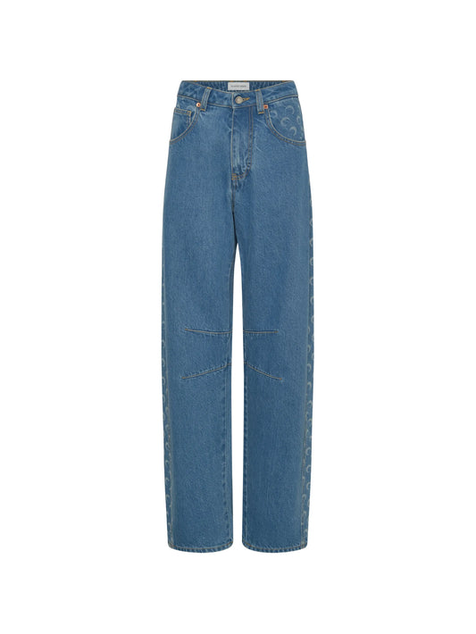 Moon laser denim curved jeans