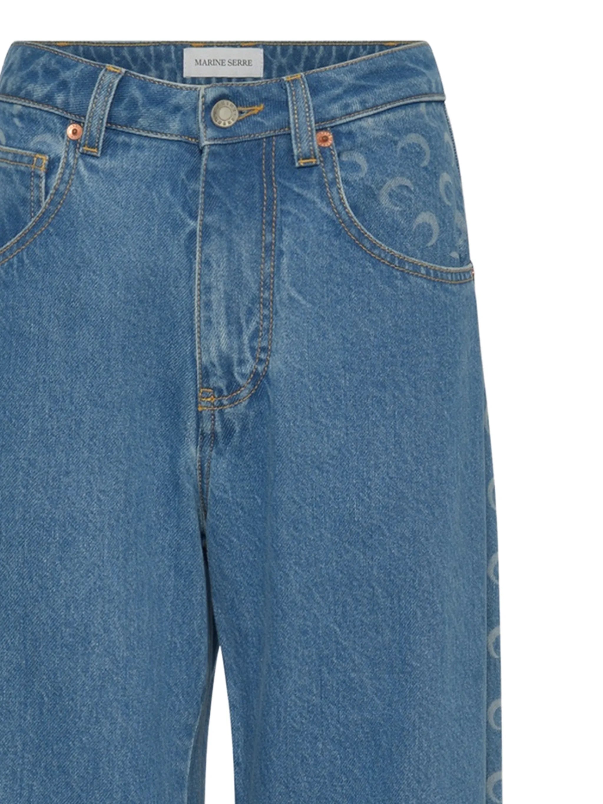 Moon laser denim curved jeans