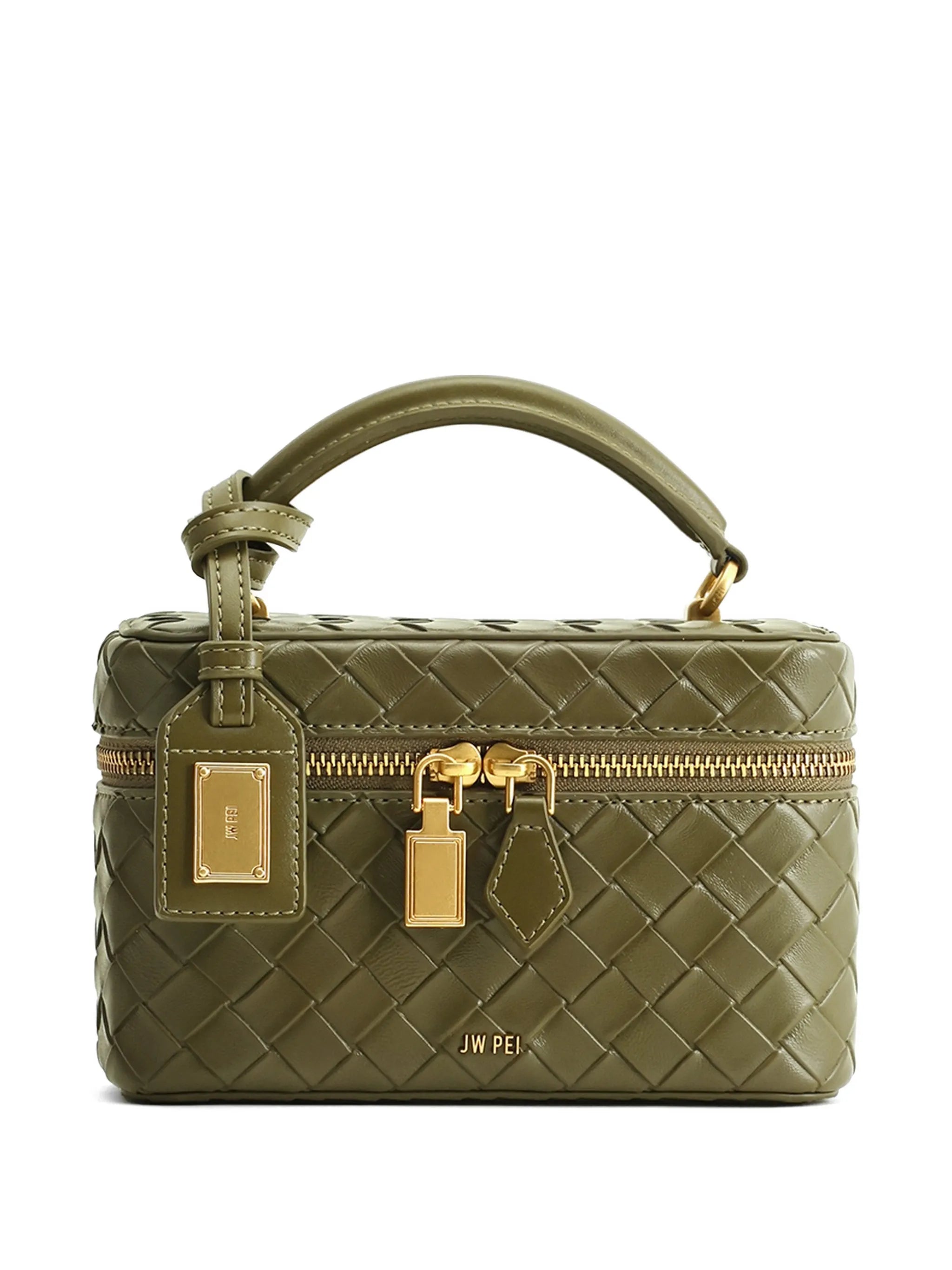 Cleo woven texture box shape top handle bag