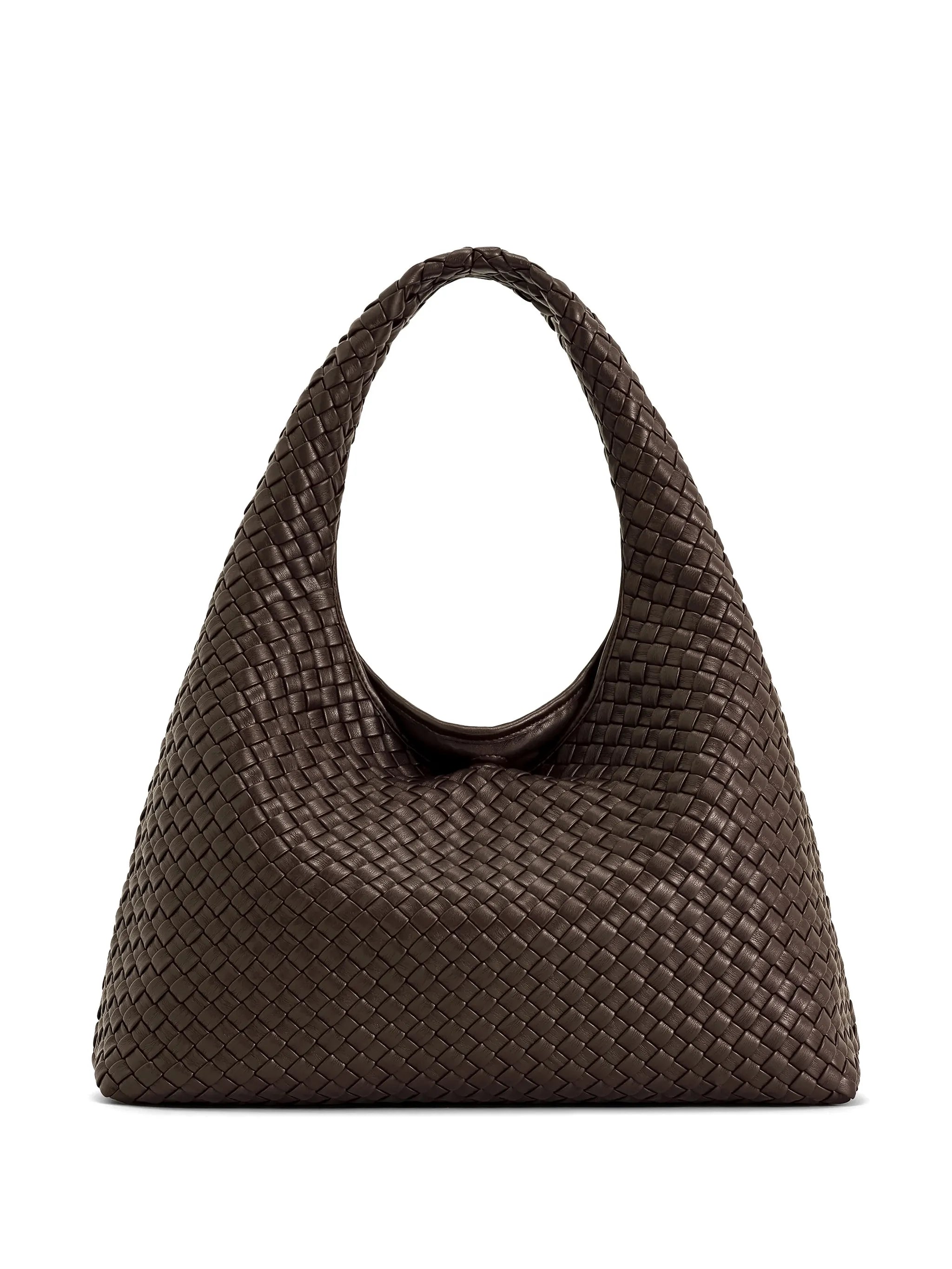 Laura faux suede woven shoulder bag