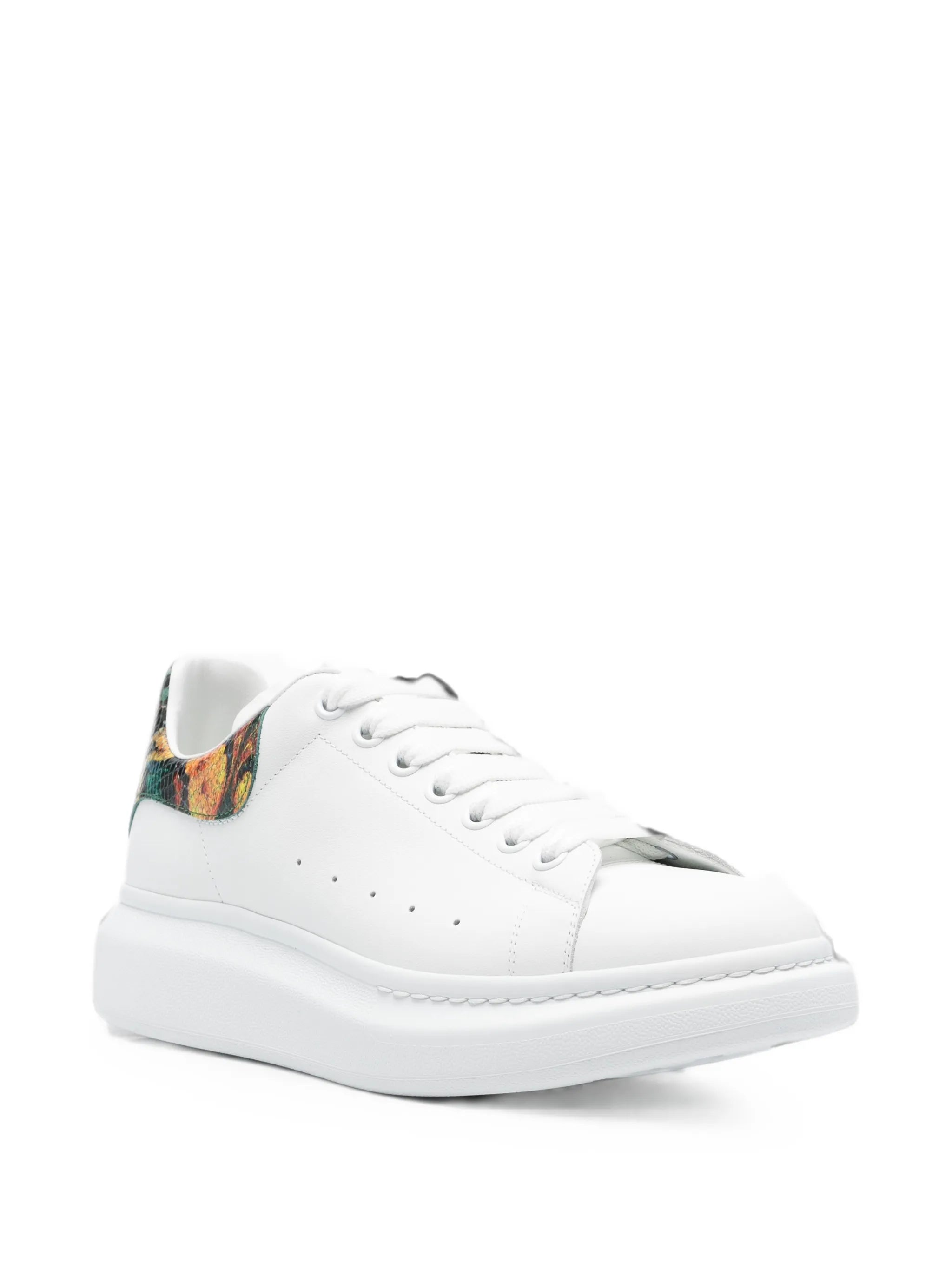 animal-print lace-up sneakers