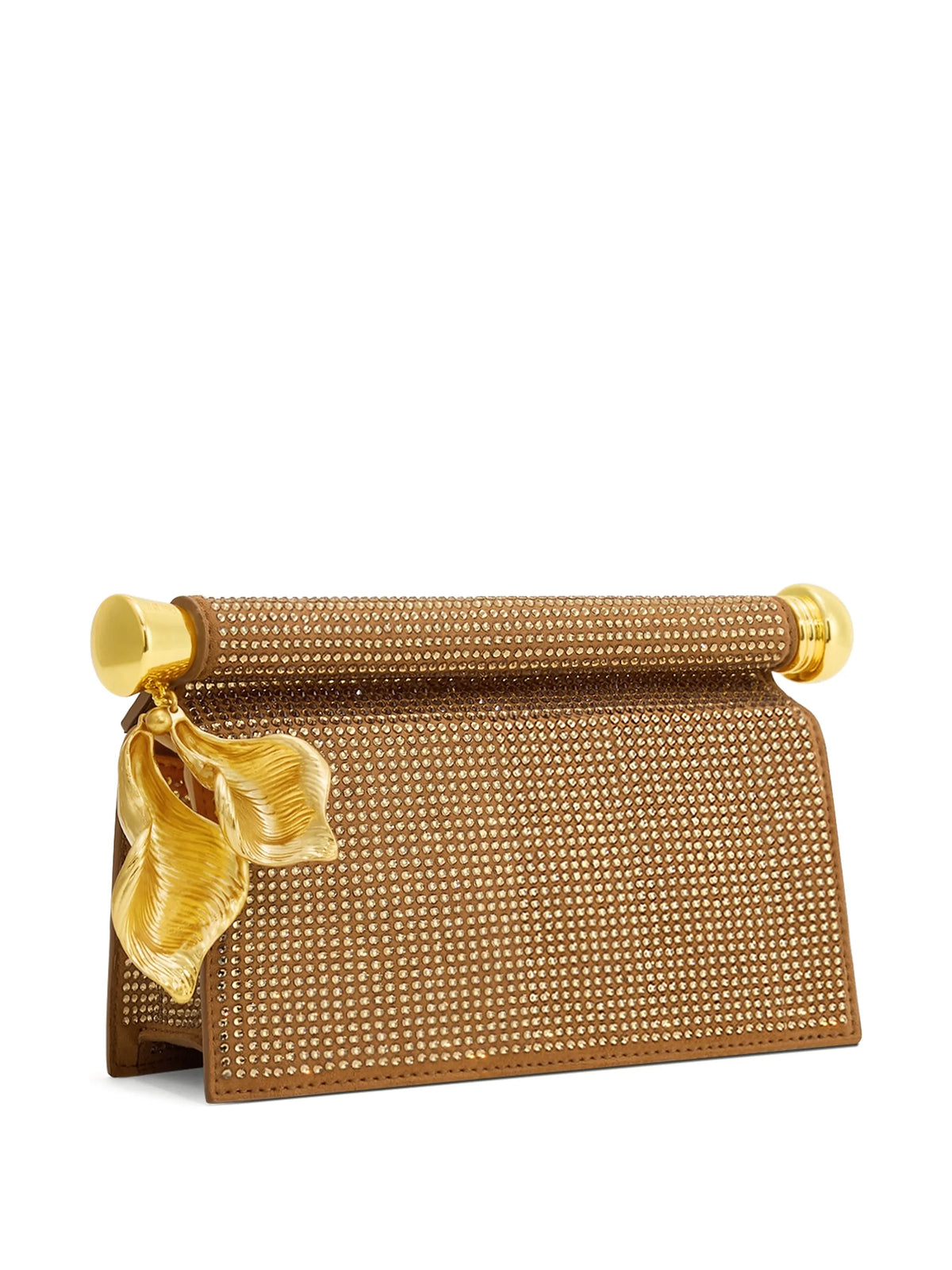 Holly artificial crystal metal pendant embellished clutch