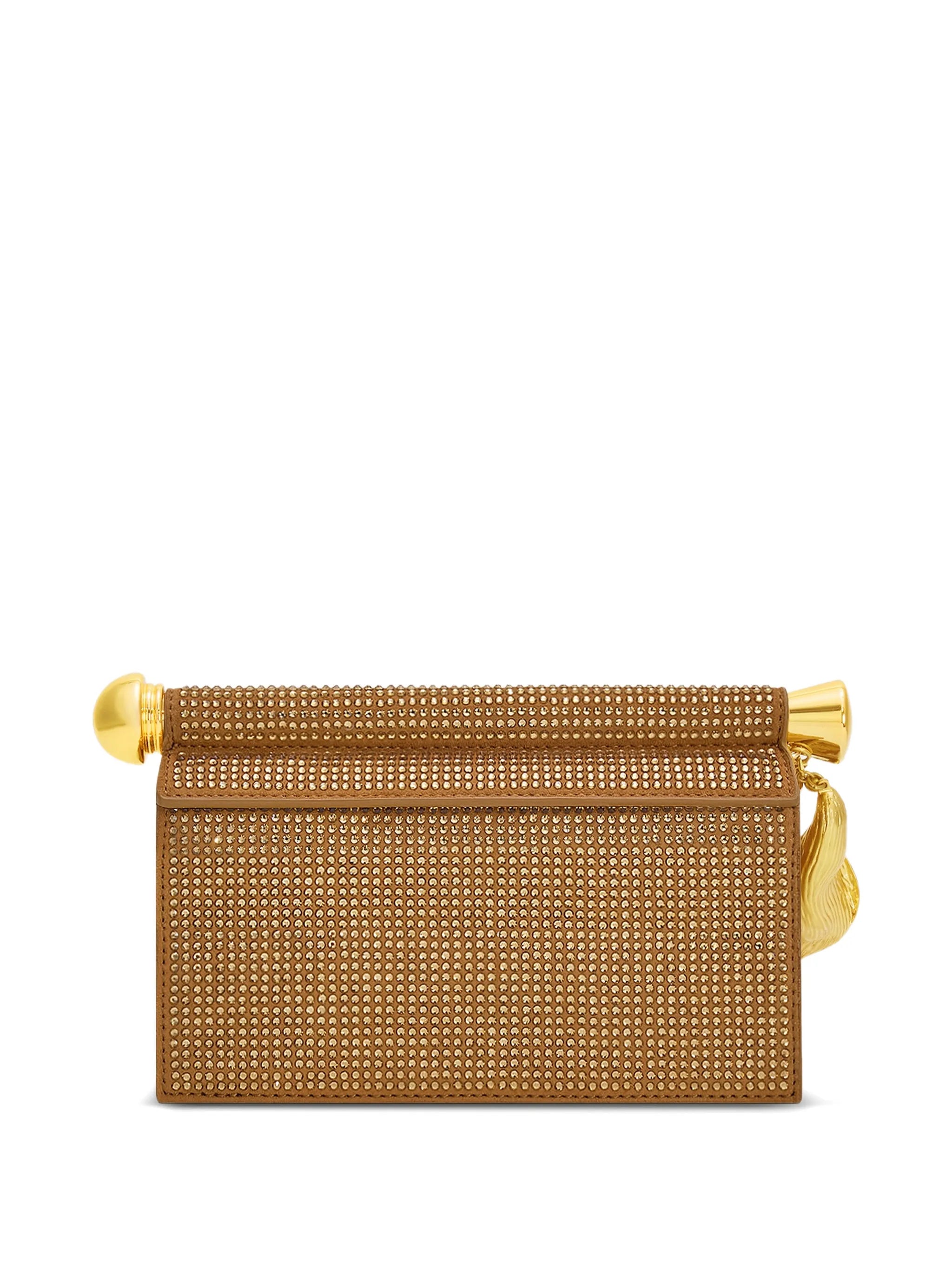 Holly artificial crystal metal pendant embellished clutch