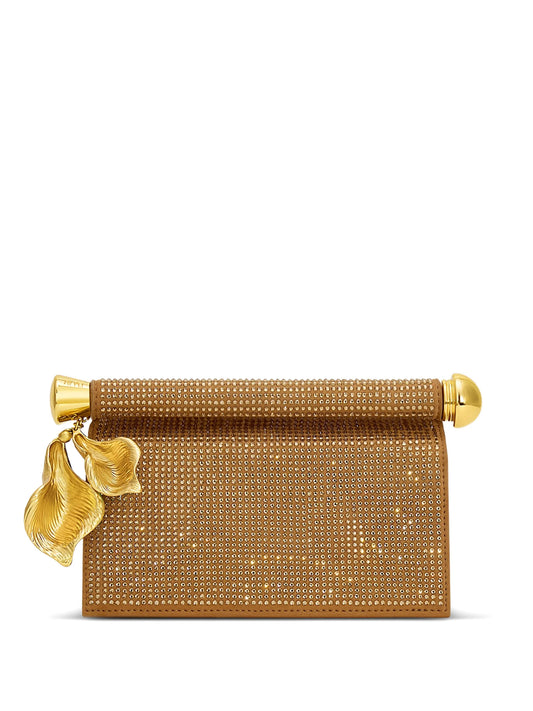 Holly artificial crystal metal pendant embellished clutch