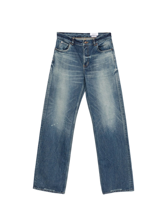 button-fastening faded jeans