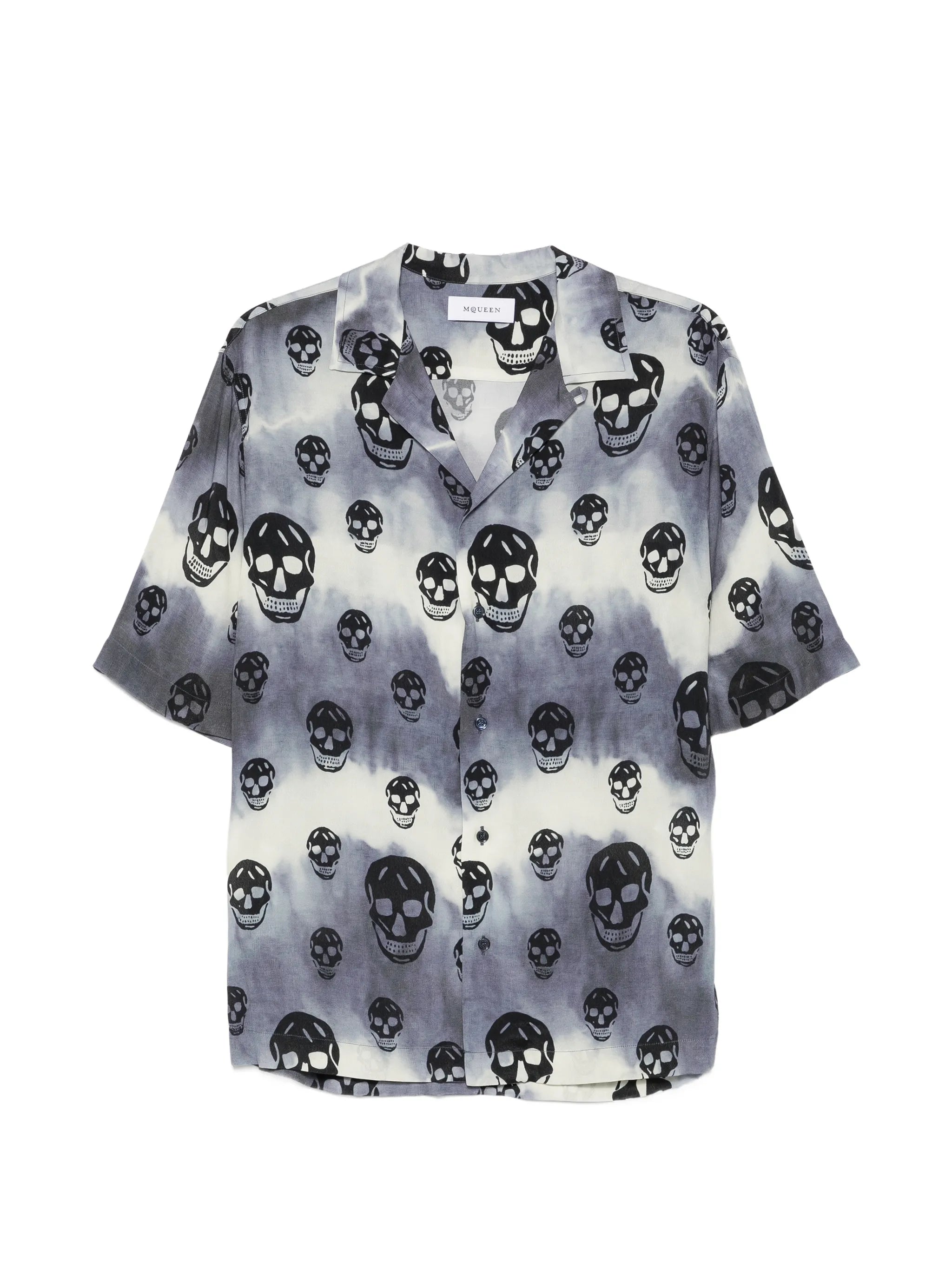 Skull-print tie-dye shirt