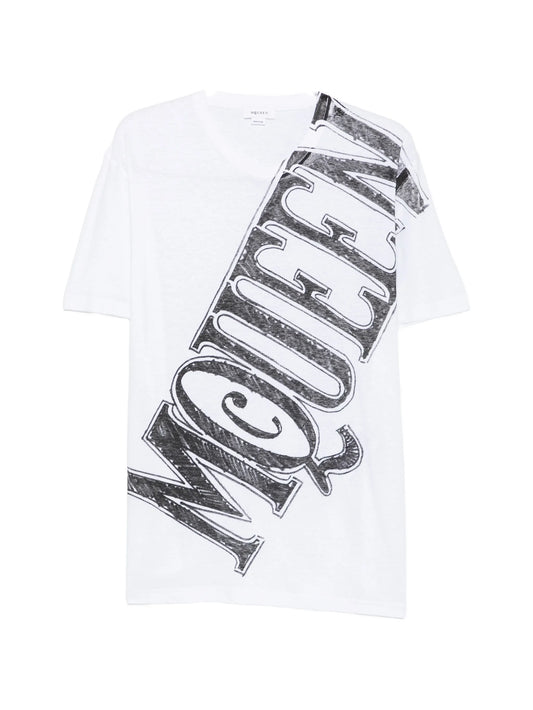 Sketch logo print T-shirt in white/black