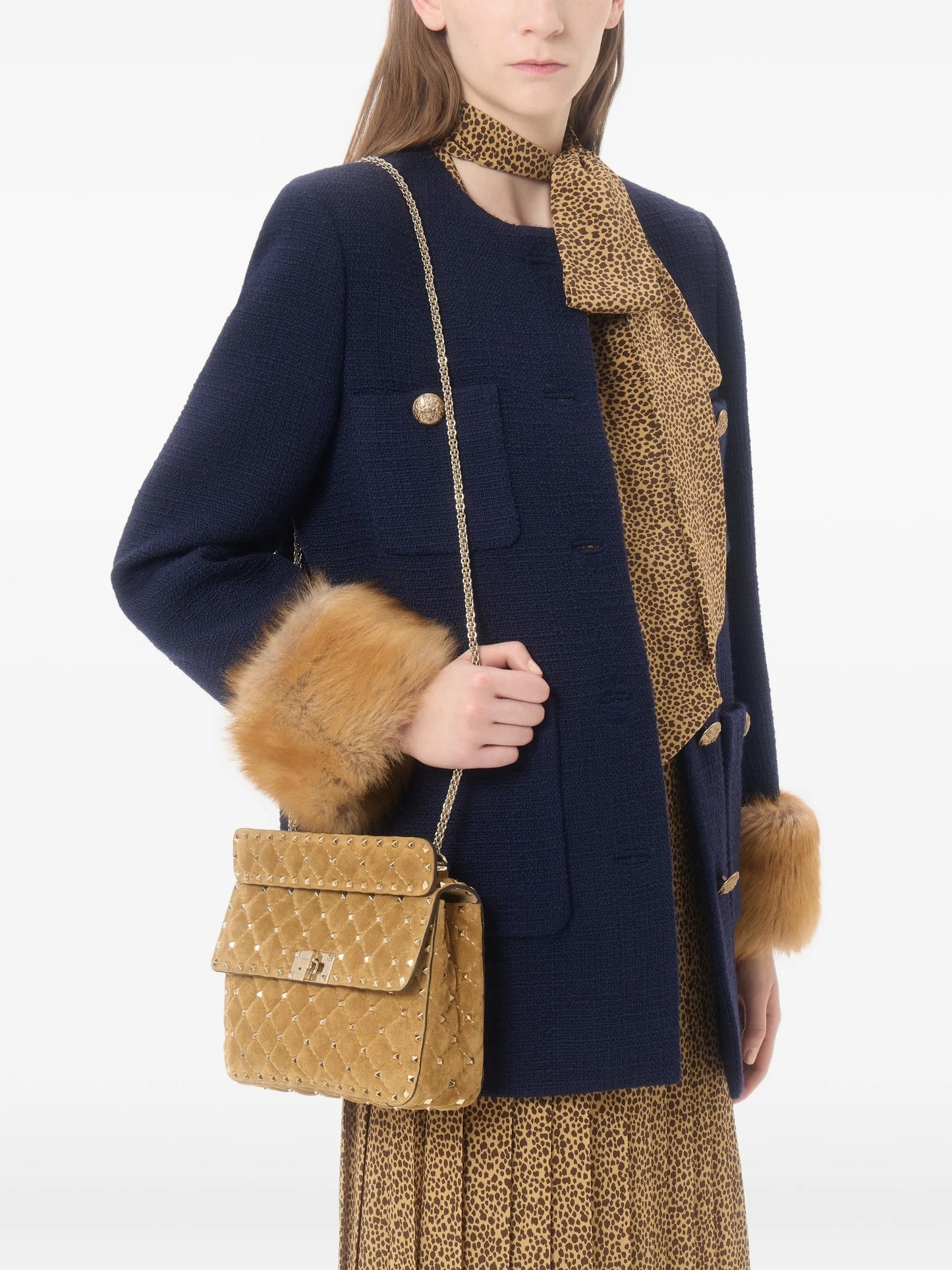 Rockstud Spike medium suede bag