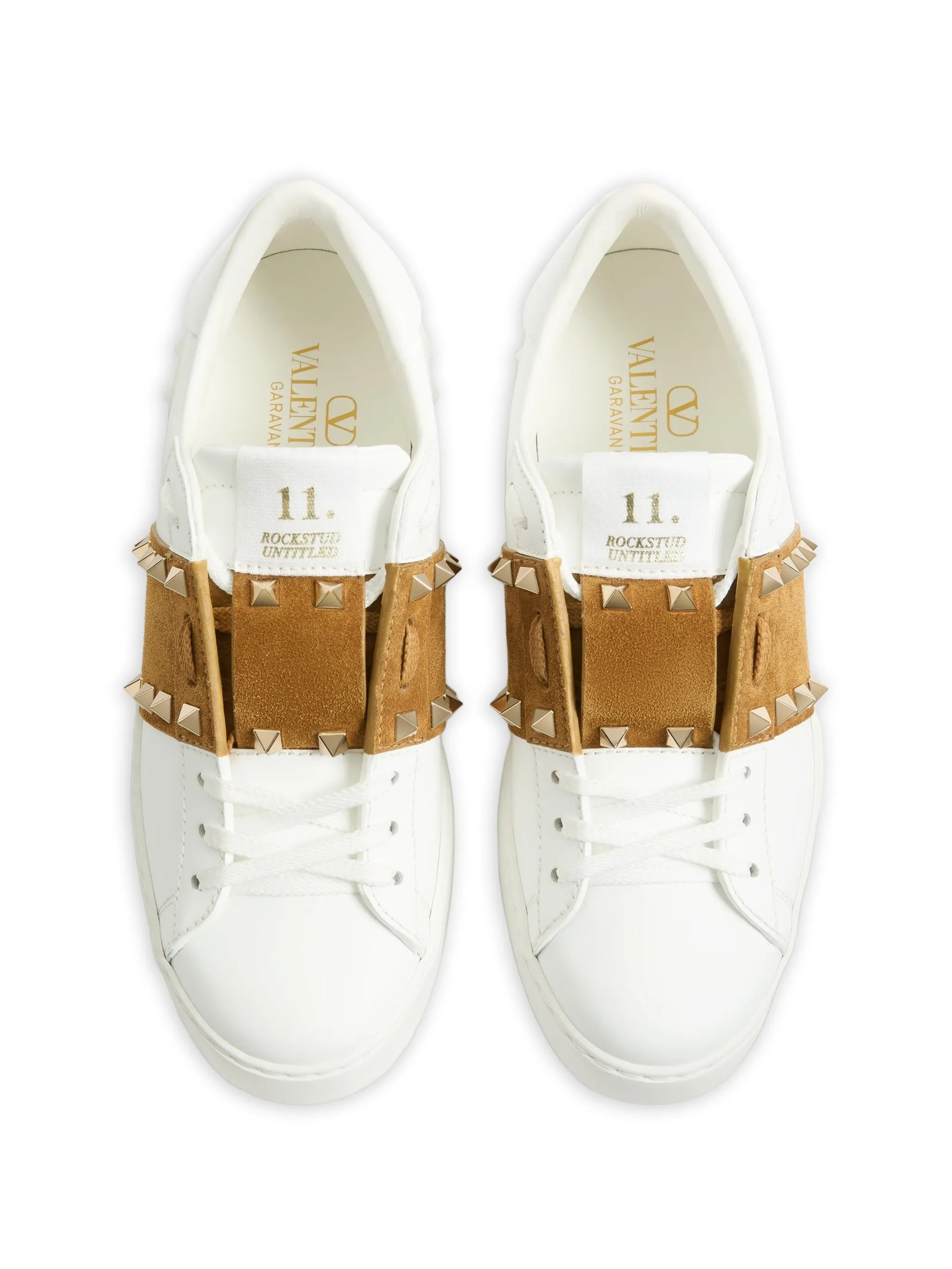 Rockstud untitled sneakers in calfskin with split leather band