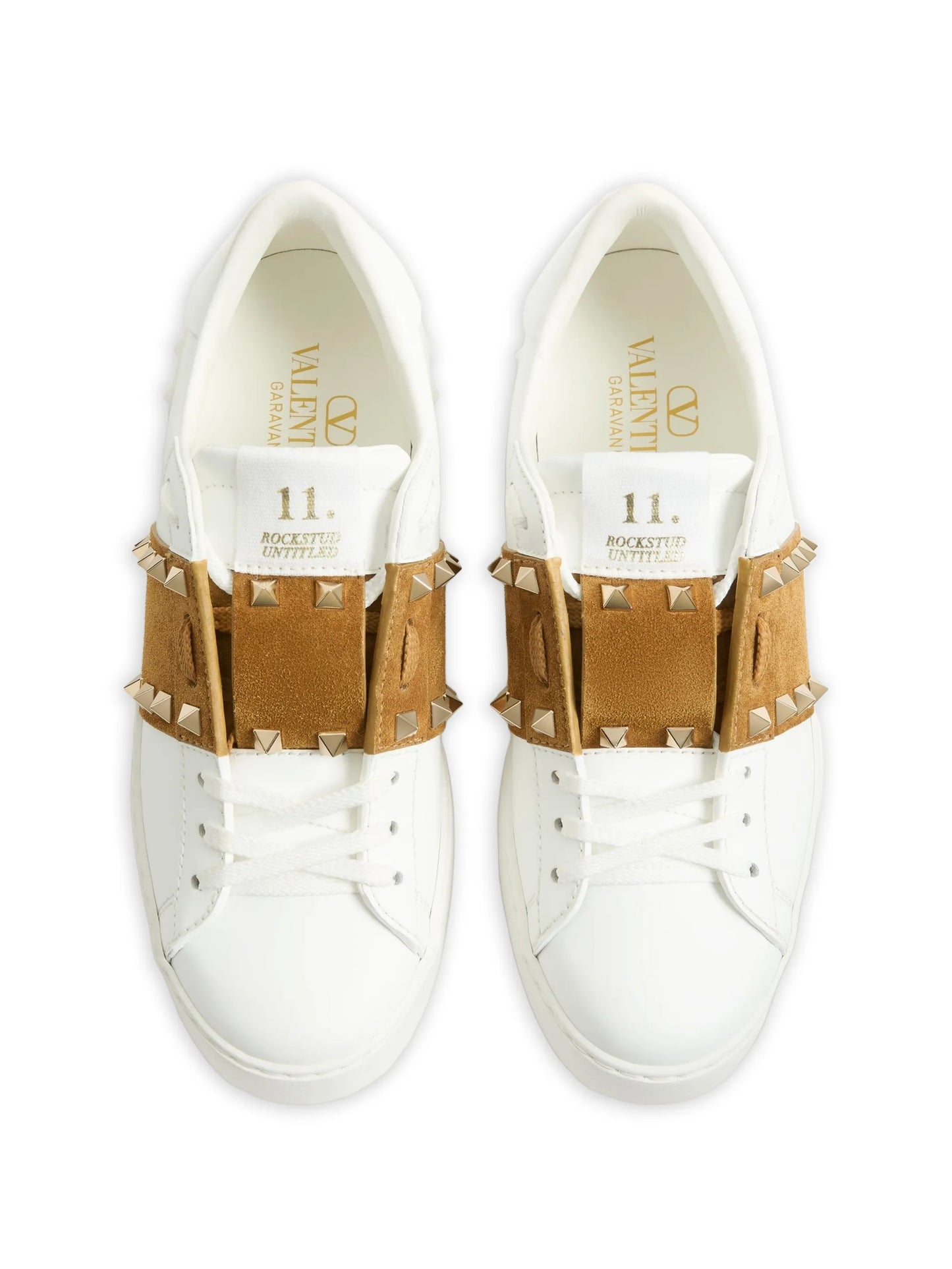 Rockstud untitled sneakers in calfskin with split leather band