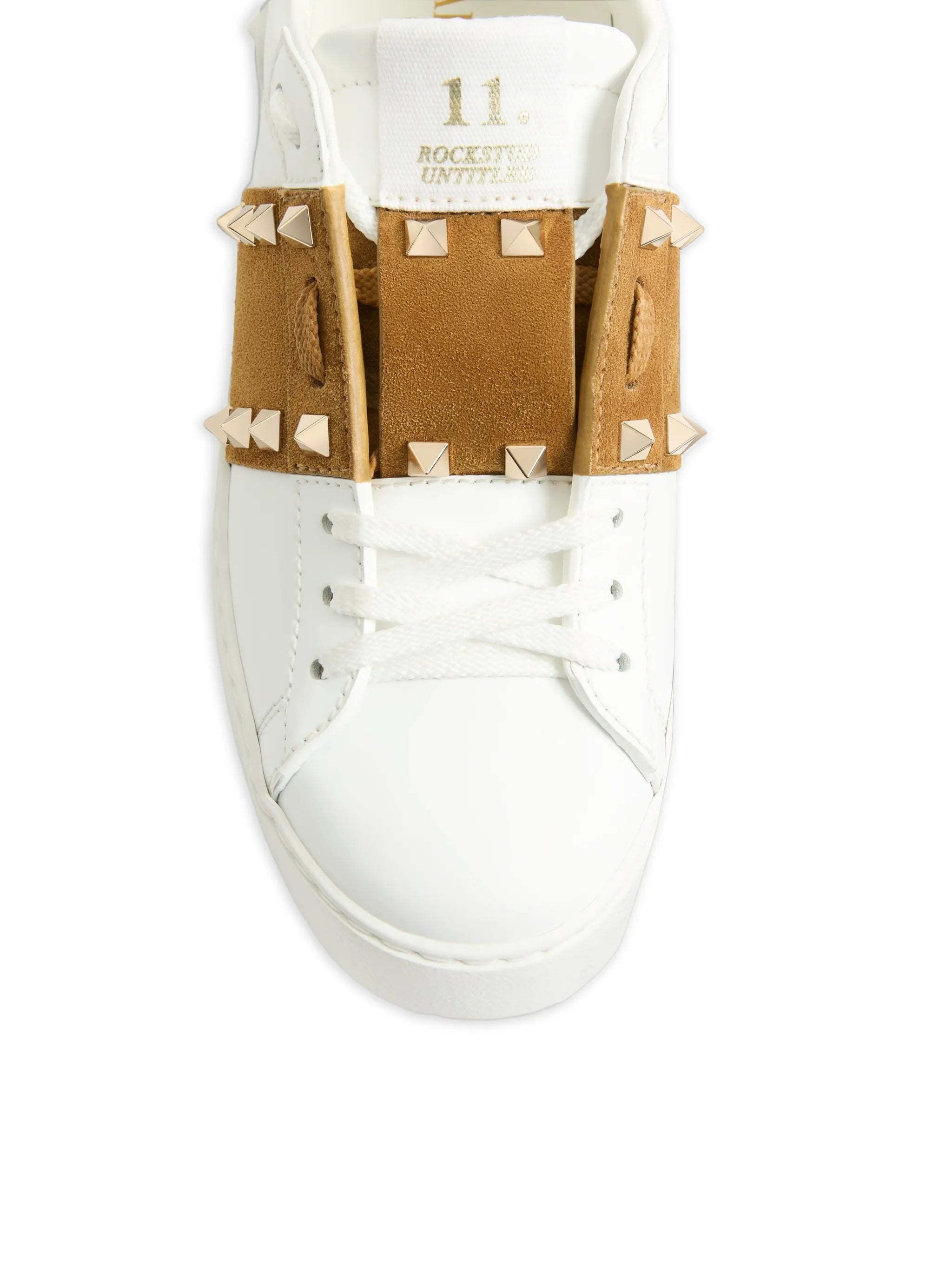 Rockstud untitled sneakers in calfskin with split leather band