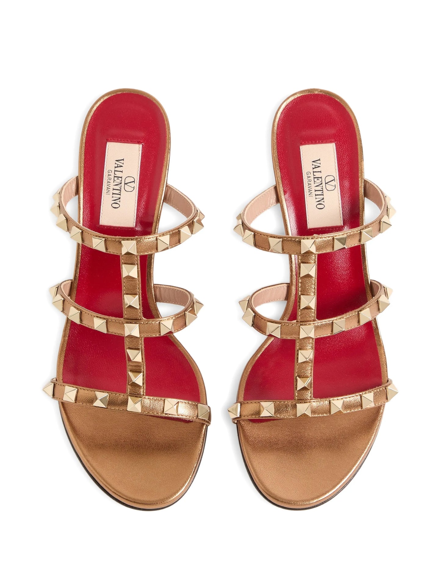 Rockstud slide sandals in laminated nappa leather 60mm