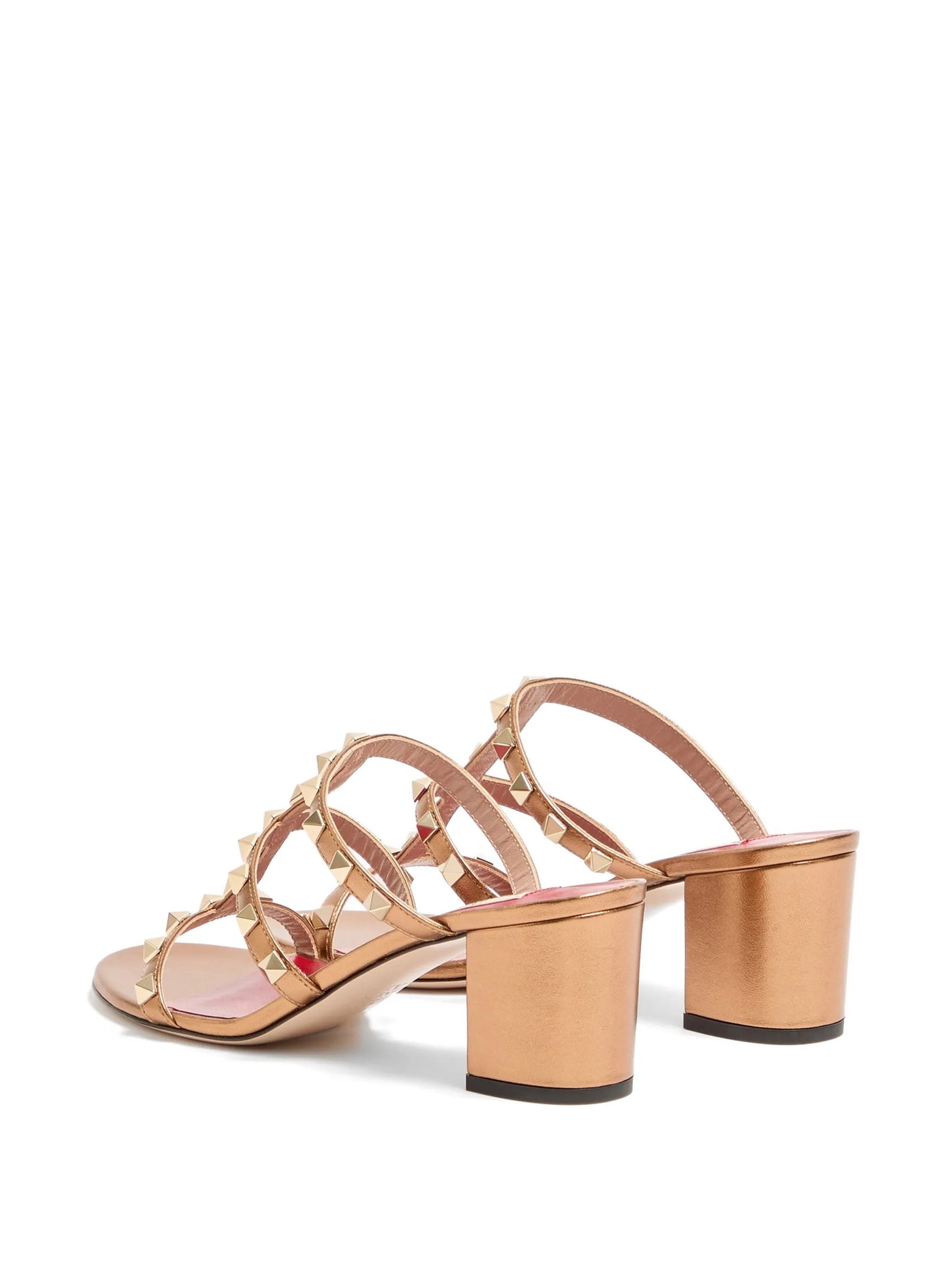 Rockstud slide sandals in laminated nappa leather 60mm